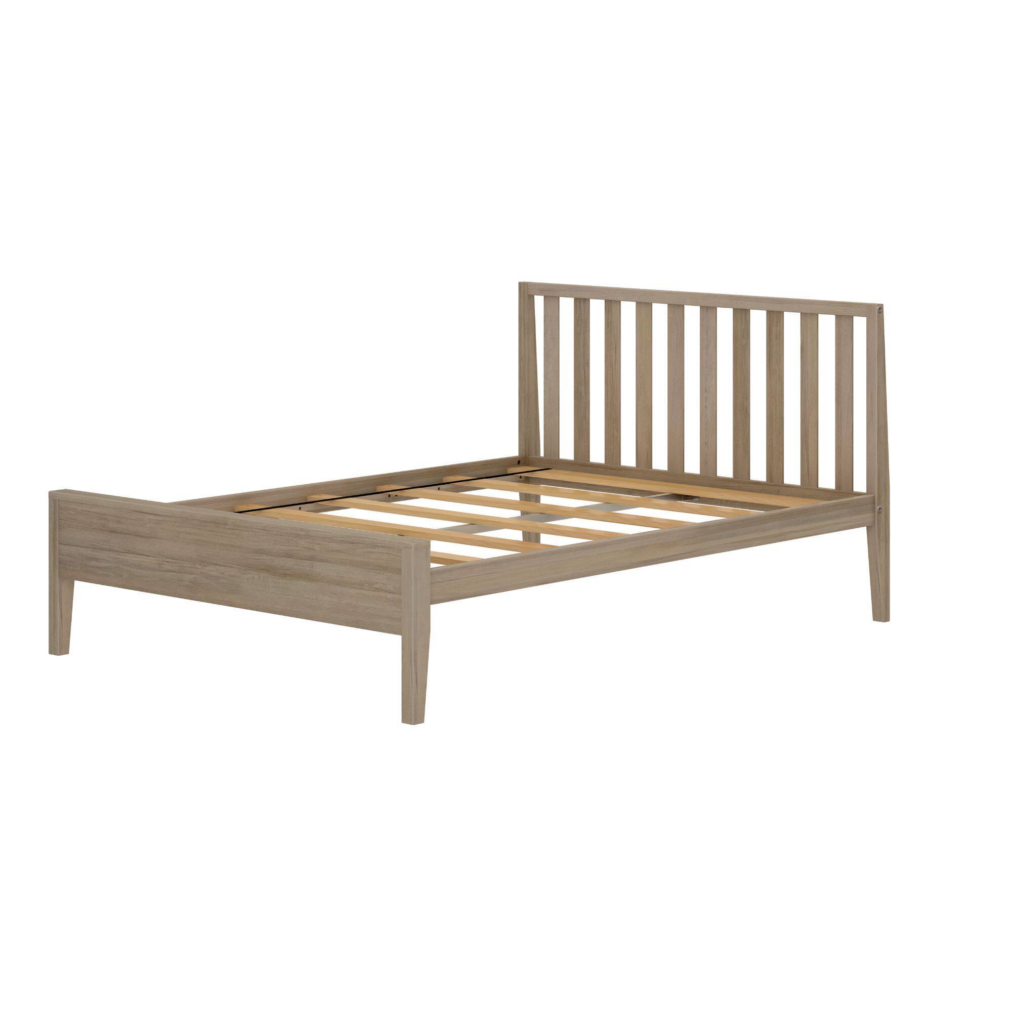 Alt View 2. Plank+Beam - Scandinavian Full-Size Bed with Slatted Headboard, Blonde - Blonde.