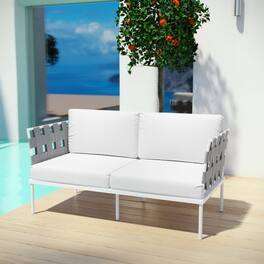 Harmony Outdoor Patio Aluminum Loveseat by Modway - White White