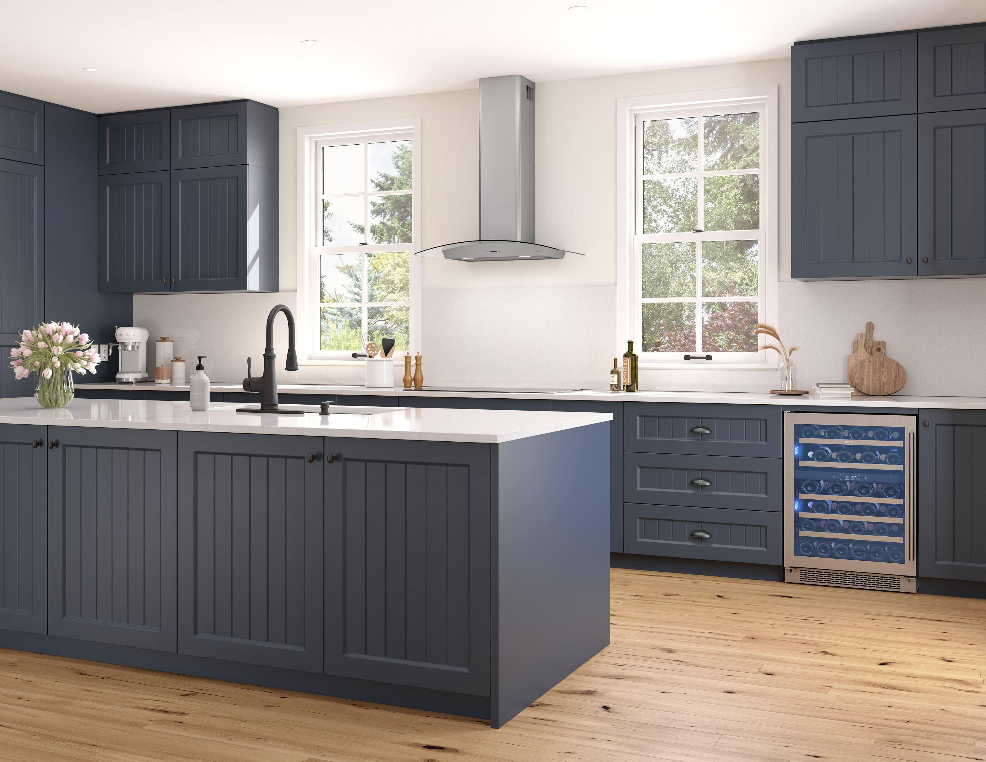 Alt View 13. Zephyr - Roma 36 in. 600 CFM Wall Mount Range Hood with LED Light - Stainless Steel + Glass.