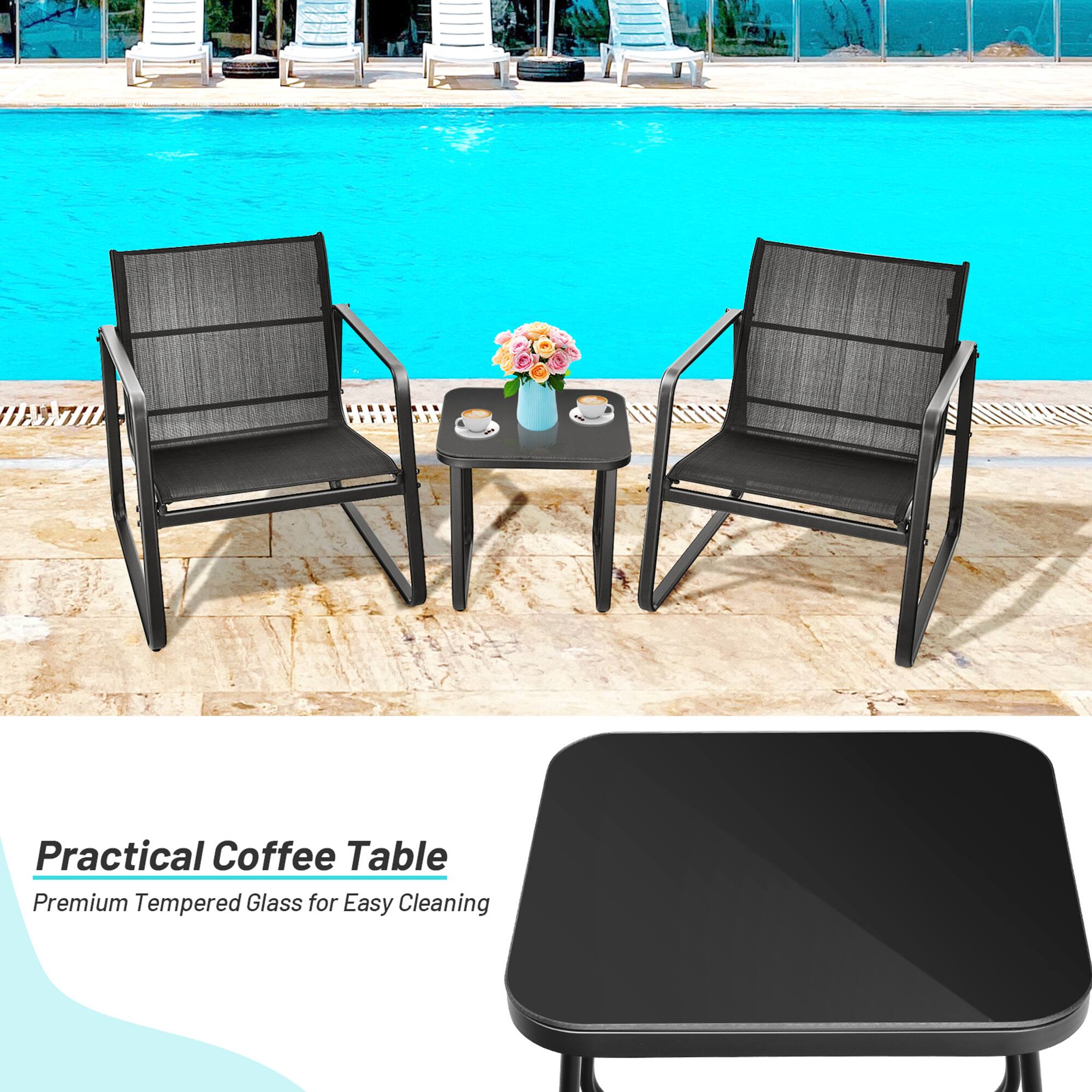 Practical Coffee Table  
Premium Tempered Glass for Easy Cleaning