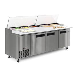 Koolmore - 92 In. Three Door Commercial Pizza Prep Refrigerator in Stainless-Steel (KM-RPPS-3DSS) - Stainless Steel