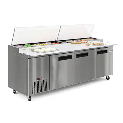 Front. Koolmore - 92 In. Three Door Commercial Pizza Prep Refrigerator in Stainless-Steel (KM-RPPS-3DSS) - Stainless-Steel.