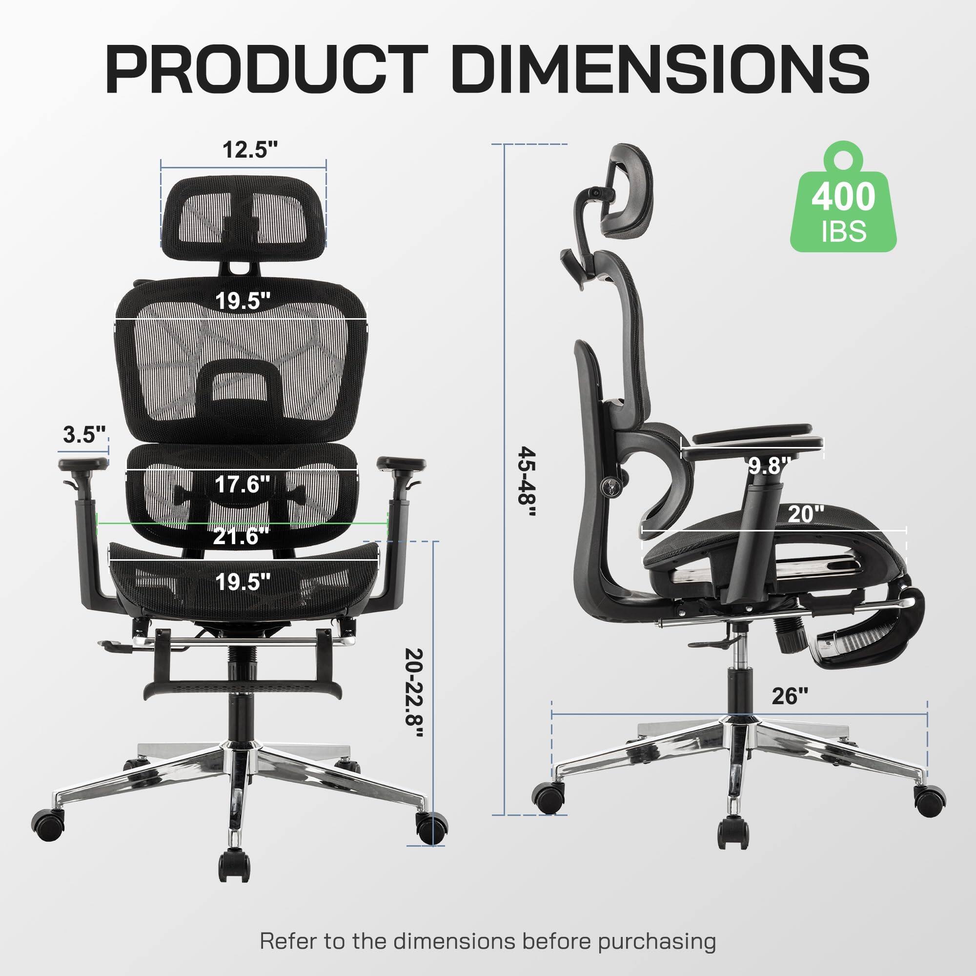 PRODUCT DIMENSIONS

- 12.5"
- 19.5"
- 3.5"
- 17.6"
- 21.6"
- 19.5"
- 20-22.8"
- 26"
- 45-48"
- 9.8"
- 20"
- 26"

400 IBS

Refer to the dimensions before purchasing
