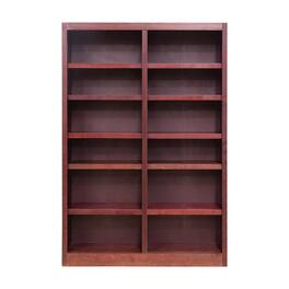 Concepts in Wood - Double Wide Bookcase 12 Shelves Cherry Finish - Red