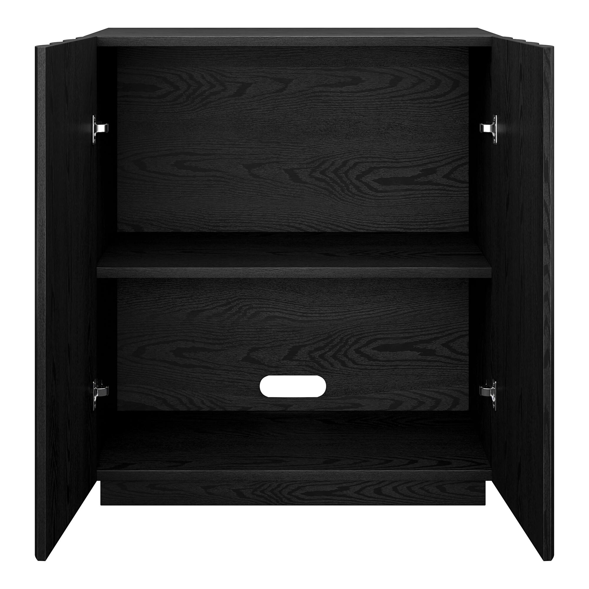 Back. Hudson&Canal - Molly 28" Wide Rectangular Fluted Accent Cabinet - Black.