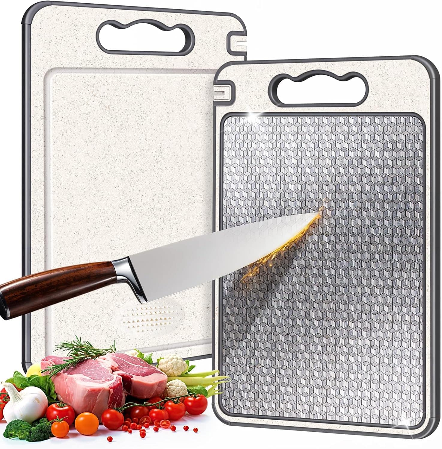 PARKER SLATER - Stainless Steel Cutting Board 15x10 – Double-Sided, Dishwasher Safe