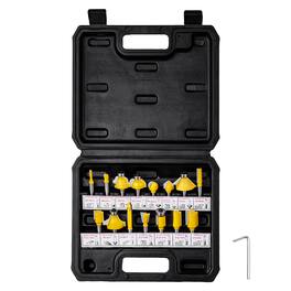 VEVOR - Router Bits Set, 15 Pieces, Carbide Router Bit Kit with 1/4 Inch Shank, Plastic Carrying Case, Woodworking Tools - metallic color