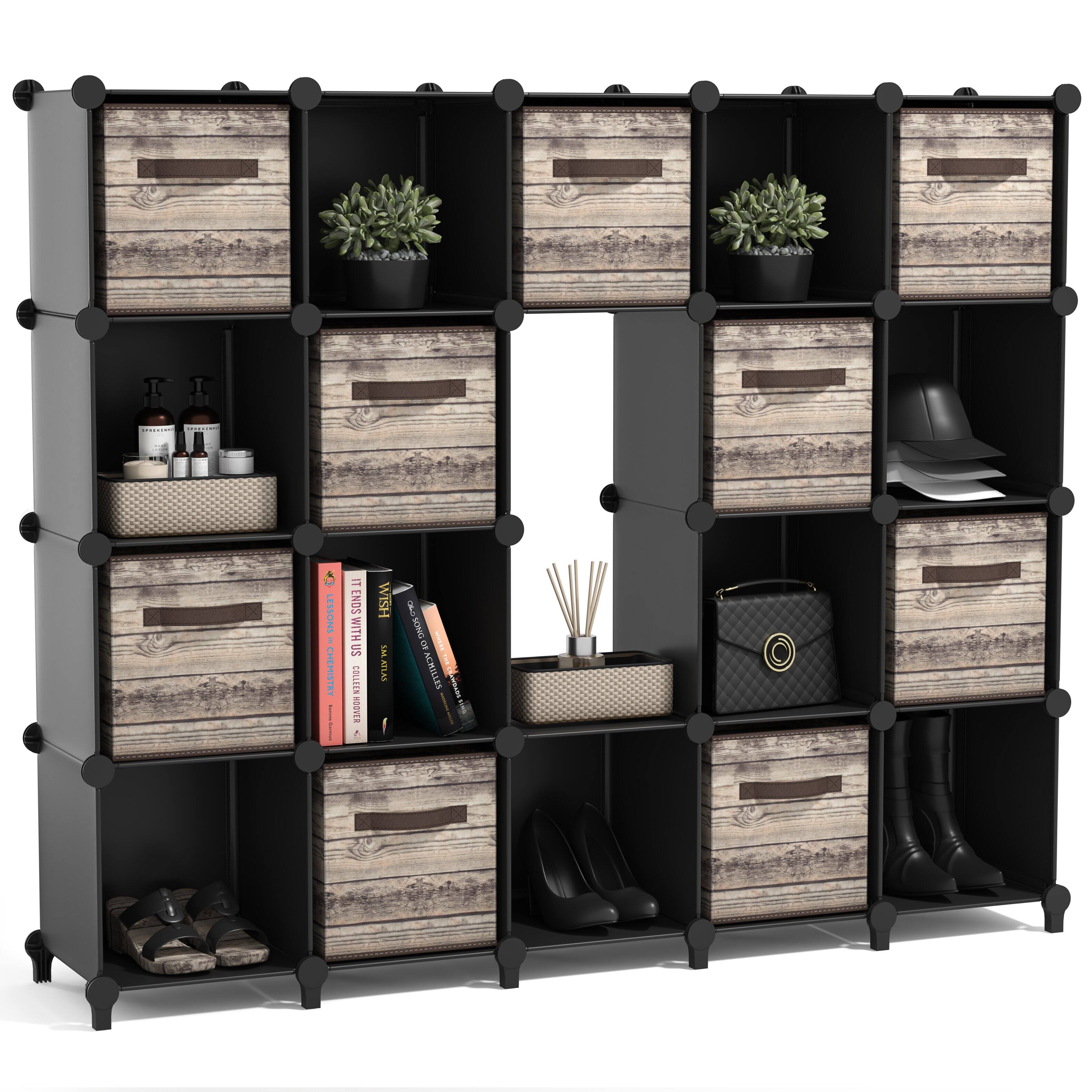 Sorbus - 18 Cube Storage Organizer –Waterproof Cubby Shelf - Closet, Toys, Books, Shoes, Décor –Bedroom, Living Room, Kids - Black
