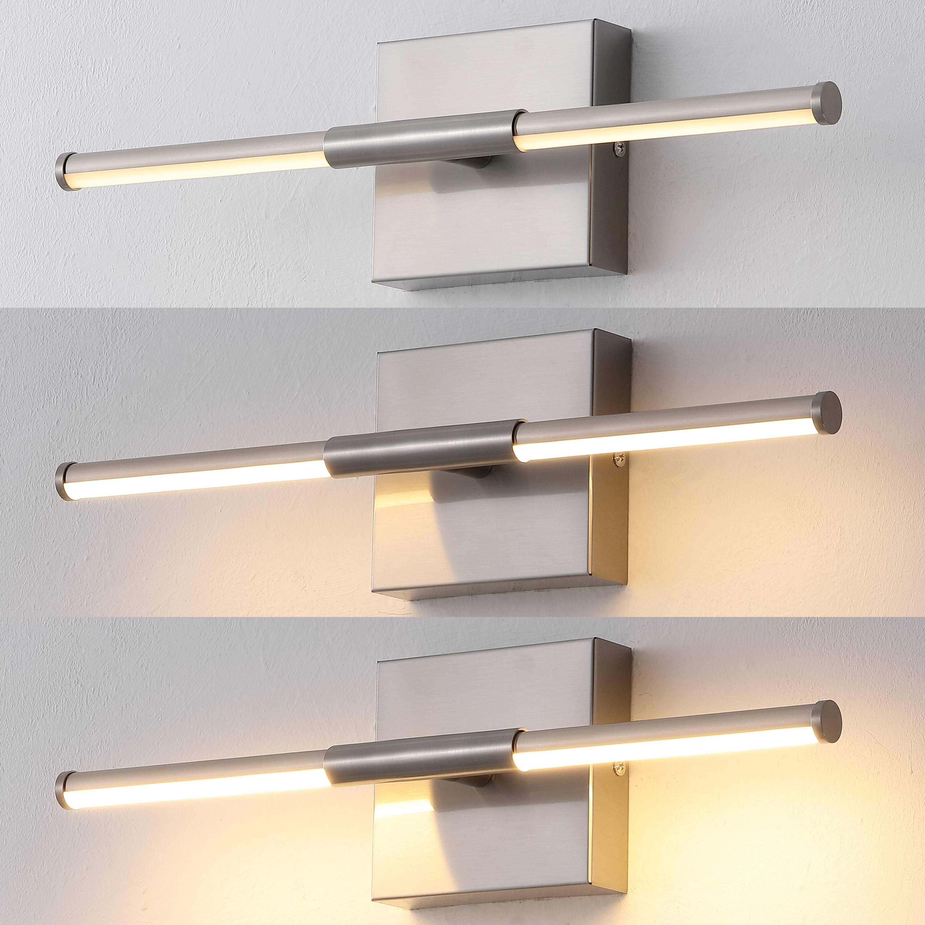 Alt View 8. Jonathan Y - McKenna 16.25" Modern Minimalist Dimmable Integrated LED Metal Wall Sconce, Nickel - Nickel.