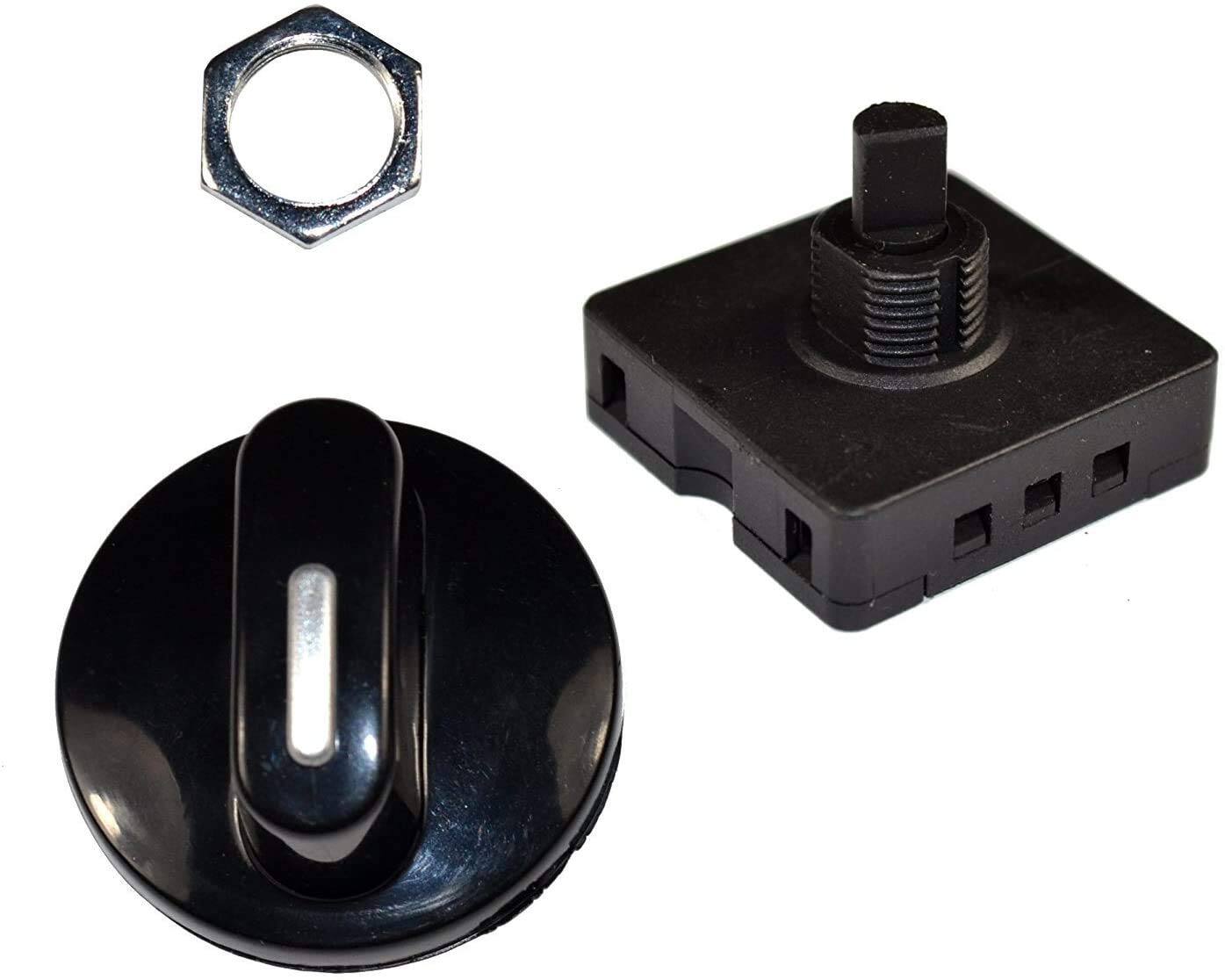 Back. HQRP - 4-Position 3-Speed Rotary Switch with Knob, 10 A 120 V-250 V Fan Heater Selector - black.