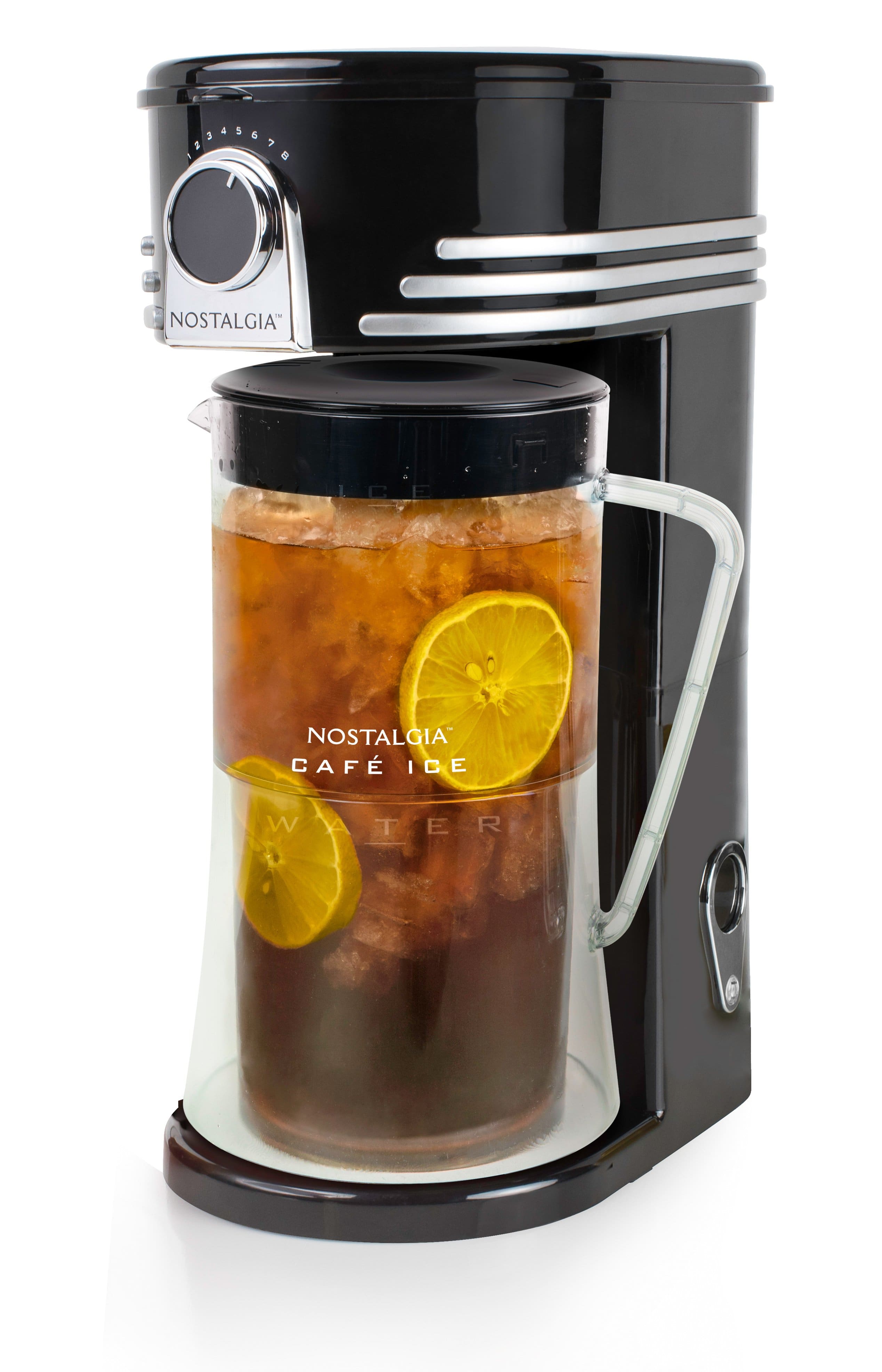 Nostalgia - Café' Ice 3-qt. Iced Coffee and Tea Brewing System with Plastic Pitcher - Black