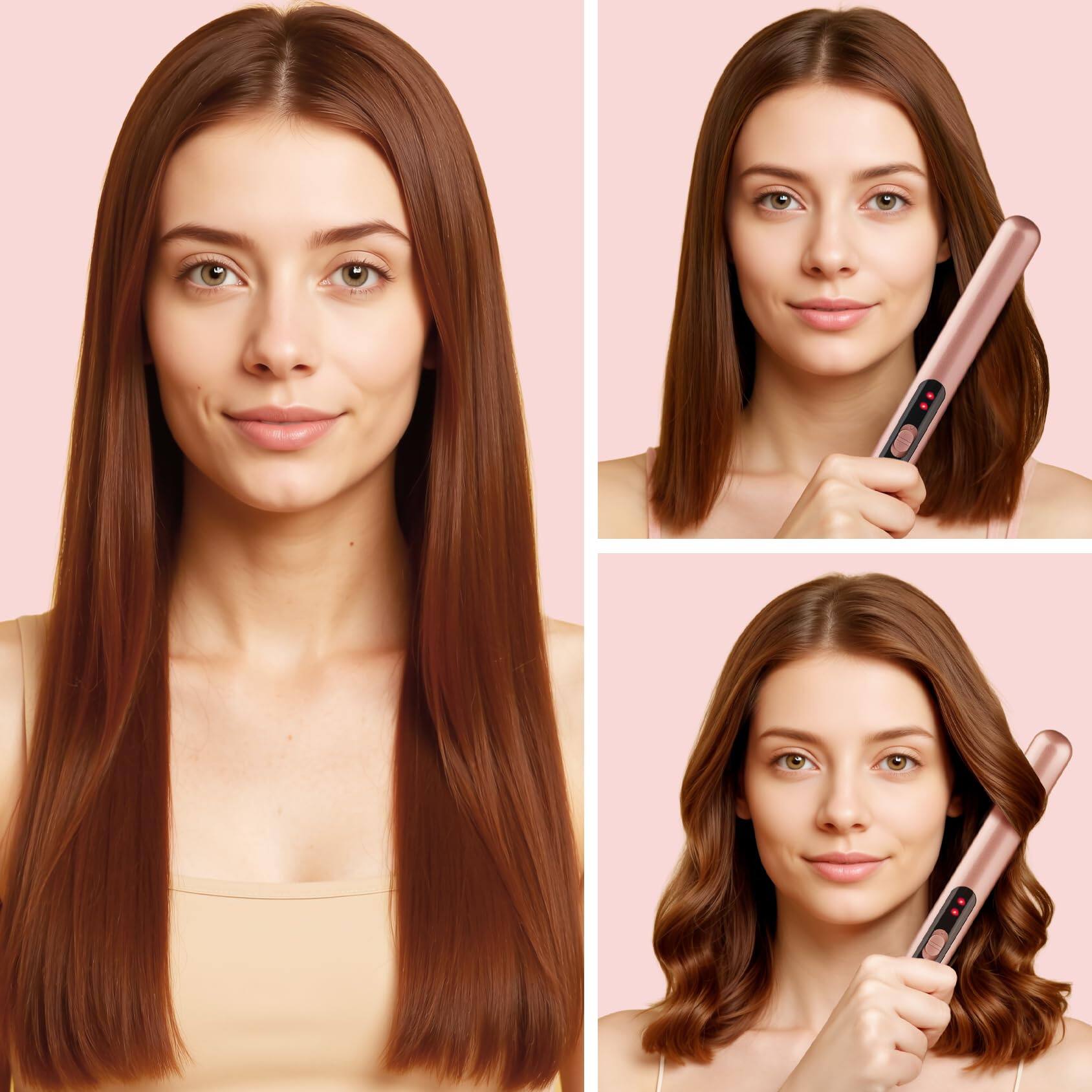 Alt View 1. Dazzling Pops - Flat Iron Mini Hair Straightener And Curler Heat up Dual Travel Curling For Short Bangs Pixie Cut Beard - 0.7 Inch.