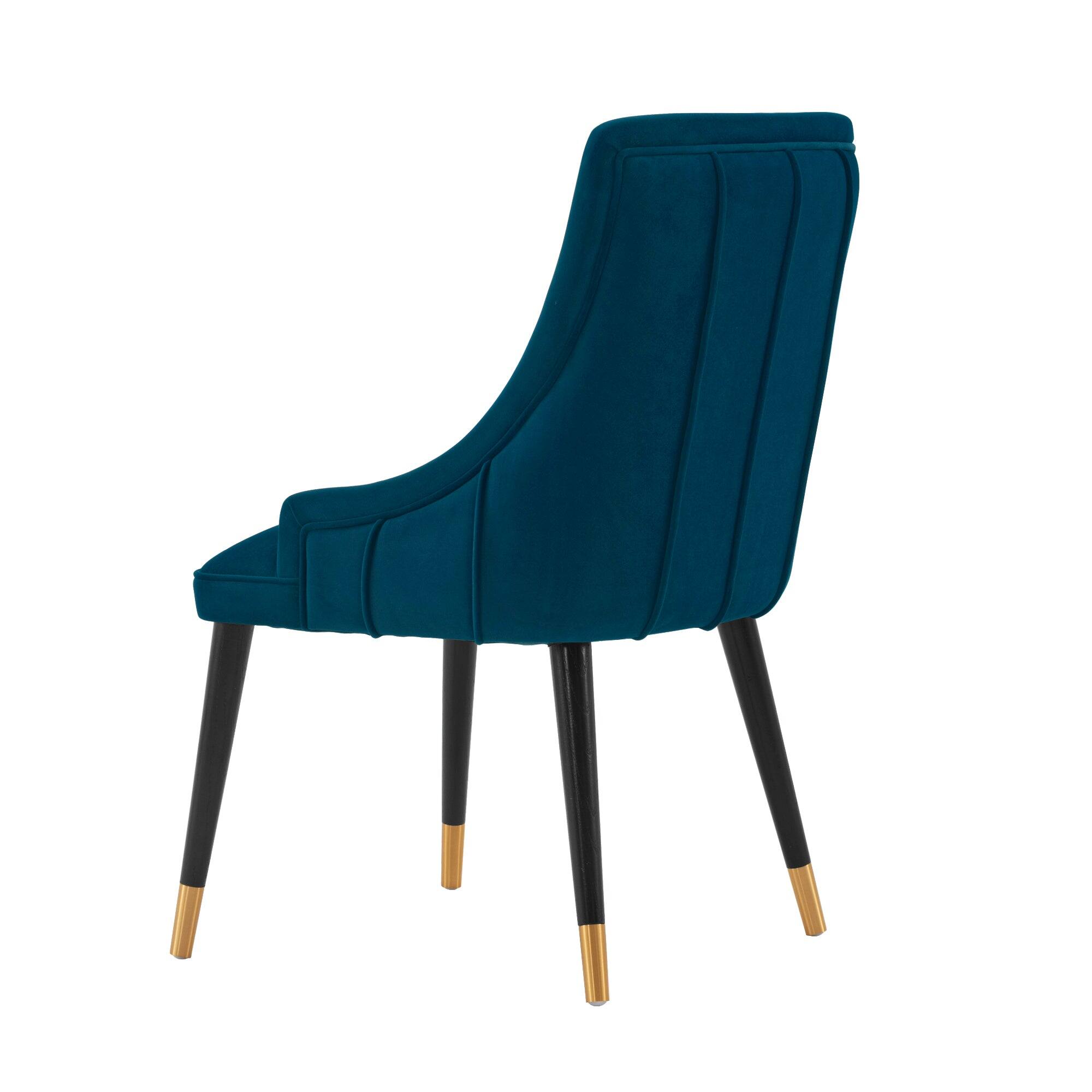 Alt View 3. Manhattan Comfort - Eda Modern Wood Upholstered Dining Chair - Set of 2 - Midnight Blue.