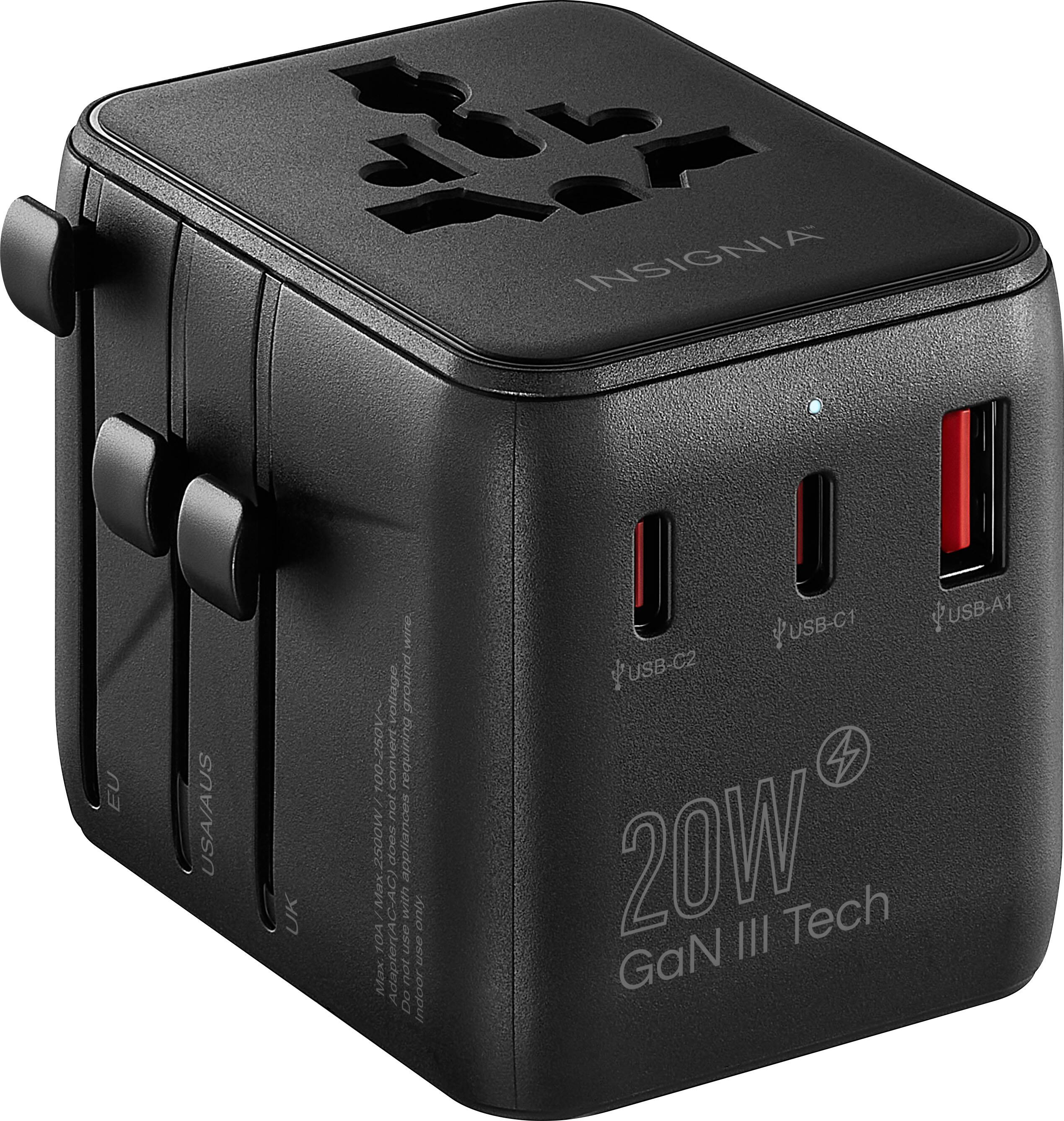 INSIGNIA

EU USA/AUS UK

20W GaN III Tech

USB-C2 USB-C1 USB-A1

Max 100W 100-240V~ 50/60Hz

Do not use with appliances requiring grounding wire

Indoor use only