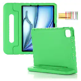 Dteck - Lightweight Case for iPad Air 11 inch M4/M3/M2 (2026/2025/2024), Shockproof Soft EVA Foam Handle Kickstand Stand Cover - Green