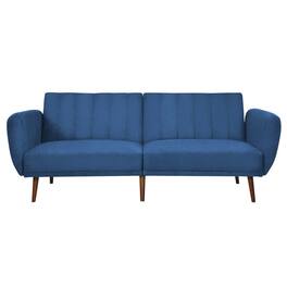 Hivvago - Modern Scandinavian Blue Linen Upholstered Sofa Bed with Wooden Legs - Blue