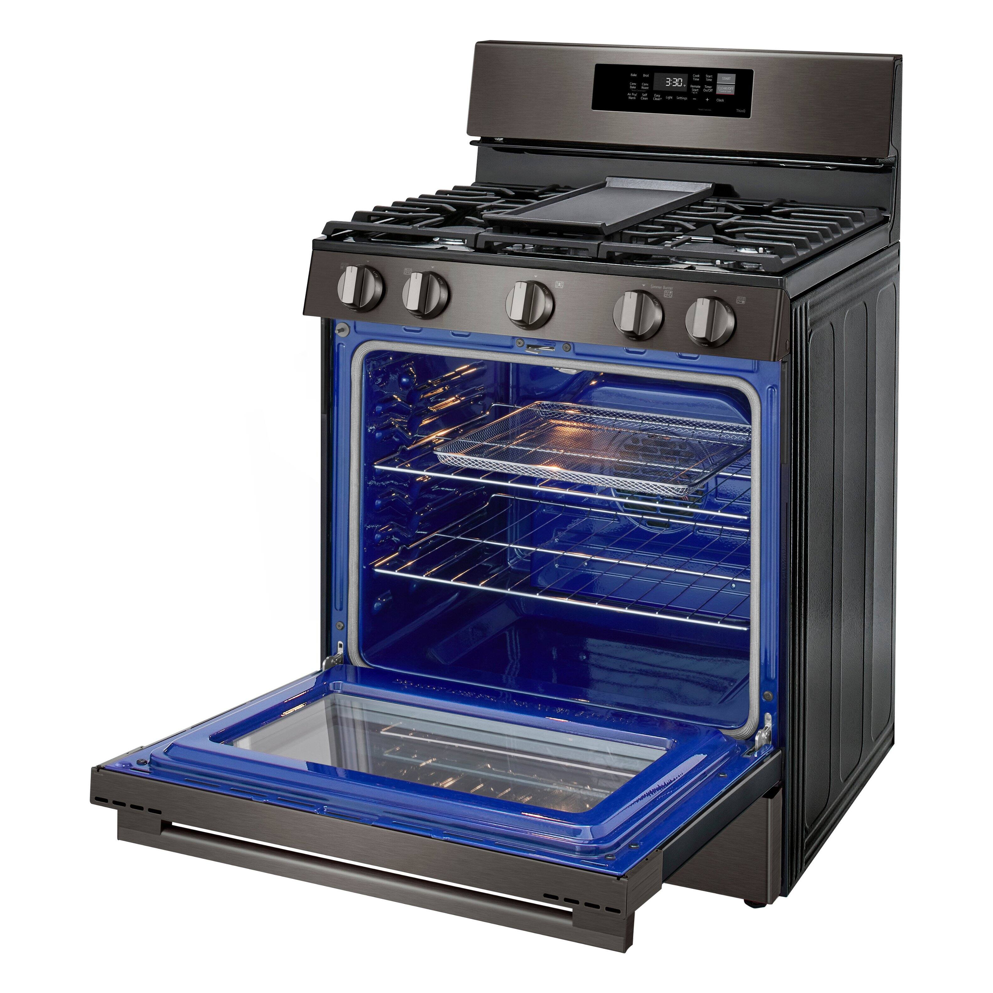 Alt View 10. LG - 6.3 Cu. Ft. Freestanding Gas True Convection Smart Range with EasyClean, Air Fry and Premium Handle - Black Stainless Steel.