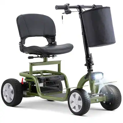 Front. Hover Heart - 4-Wheel Electric Mobility Scooter, 300 lbs Capacity, Removable Front Basket & Solid Puncture-Free Tires - Green.