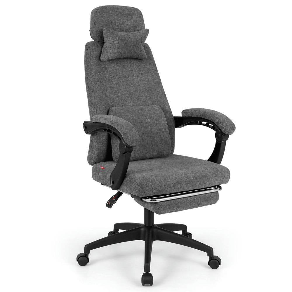 Alt View 4. Kadyn - Reclining Office Chair - Chenille Fabric Upholstered, Computer Desk Chair, Gray - Gray.