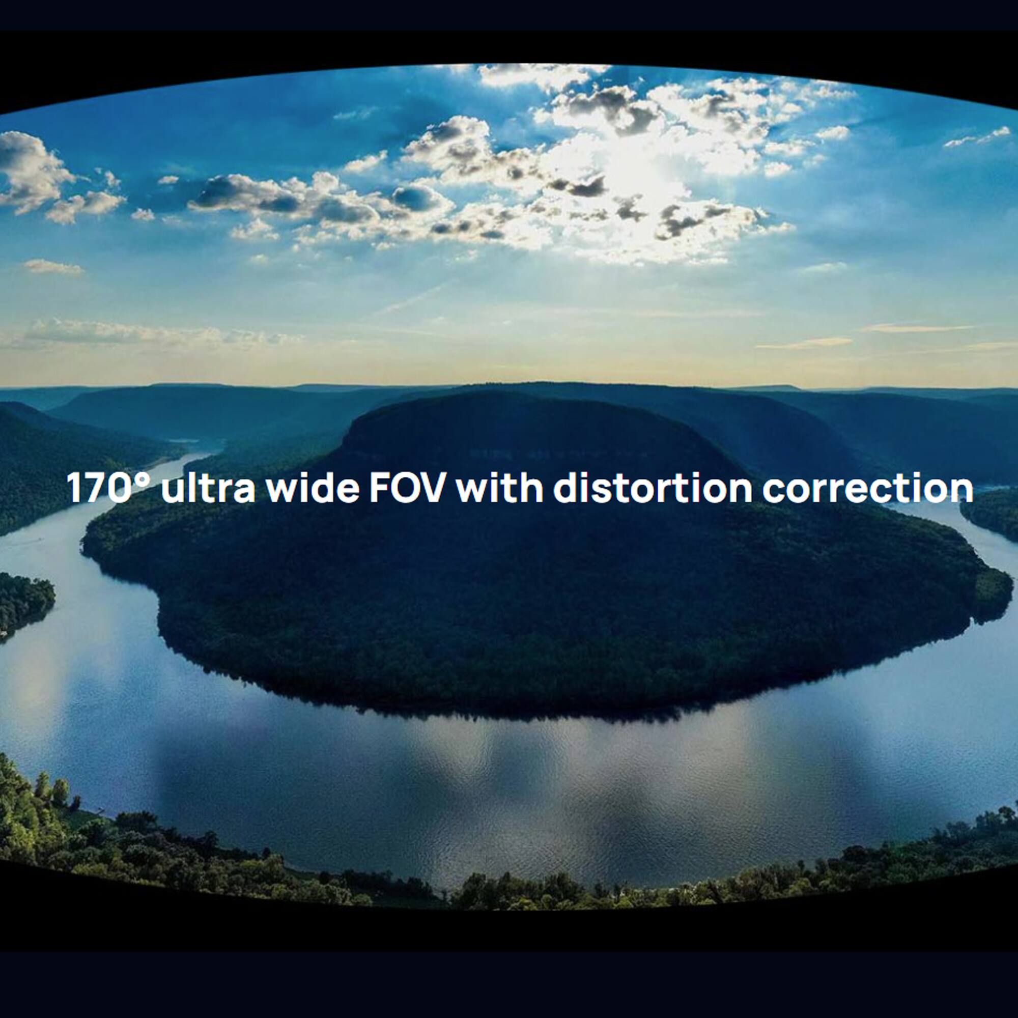 170° ultra wide FOV with distortion correction