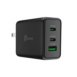 j5create - 65W GaN USB-C 3-Port Charger - Black
