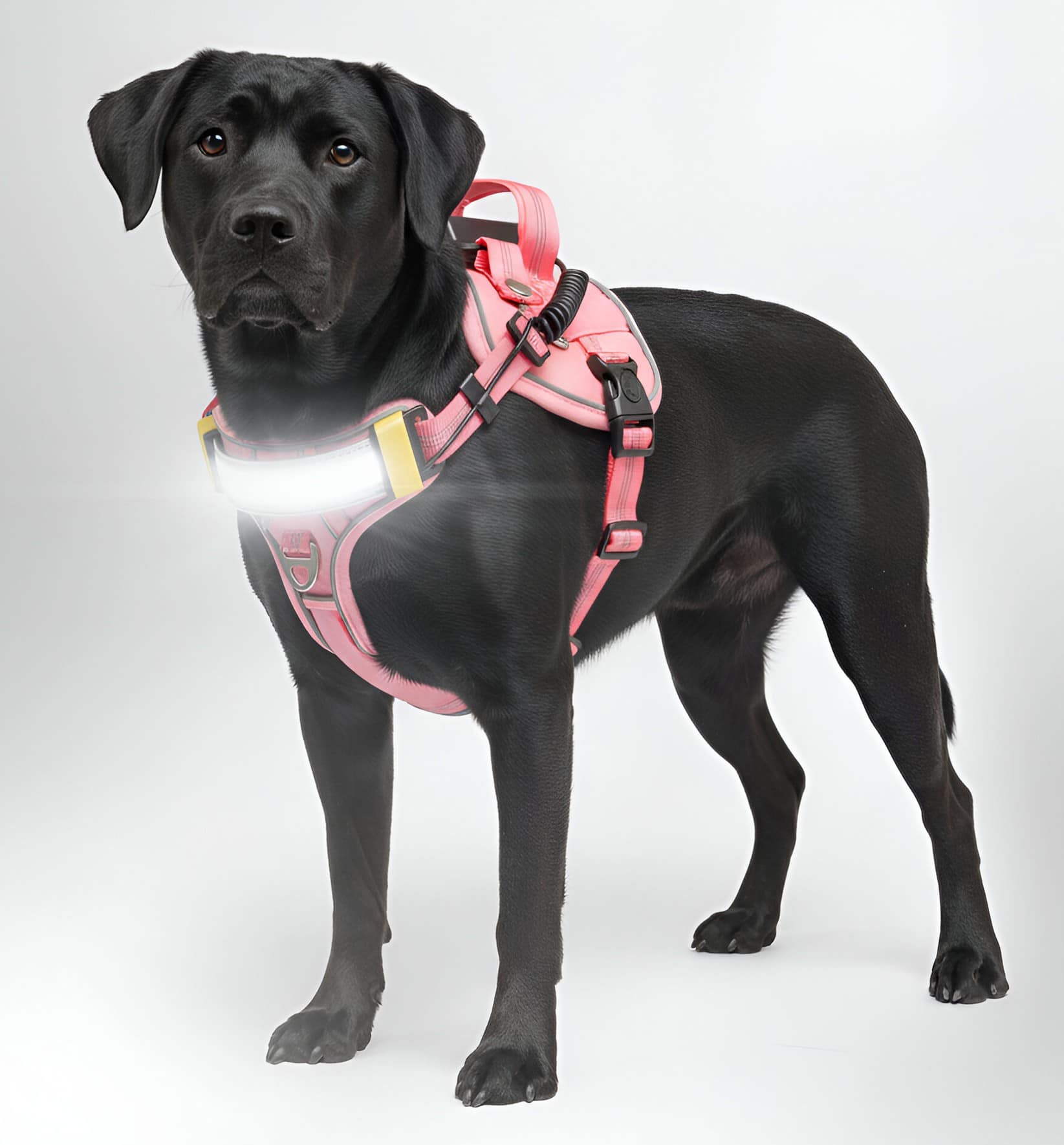 Front. Lumi Pawtners - Lumi One LED Dog Harness Pink - Pink.