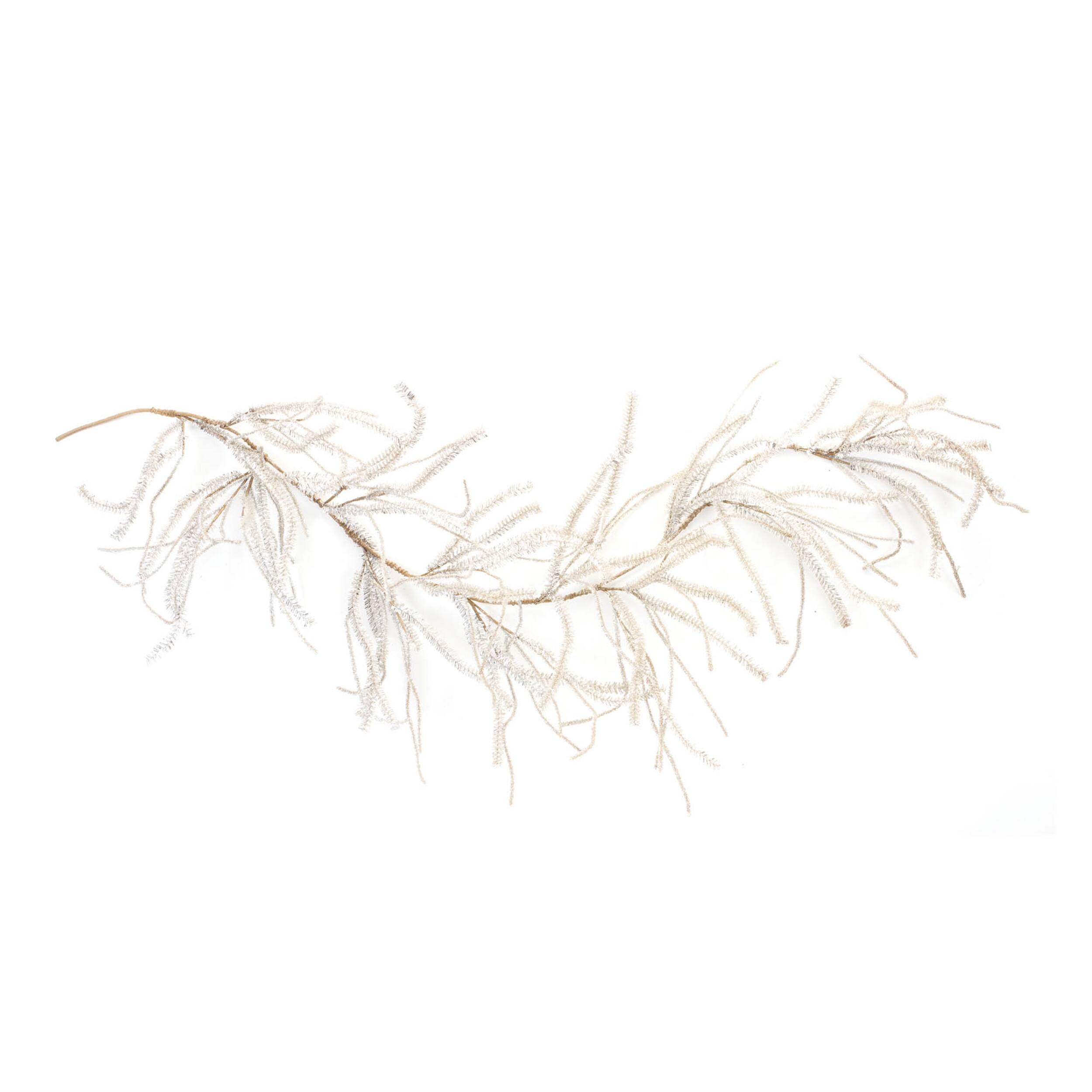 Left. BreeBe - Glittered Pine Garland (Set of 2) - Silver.
