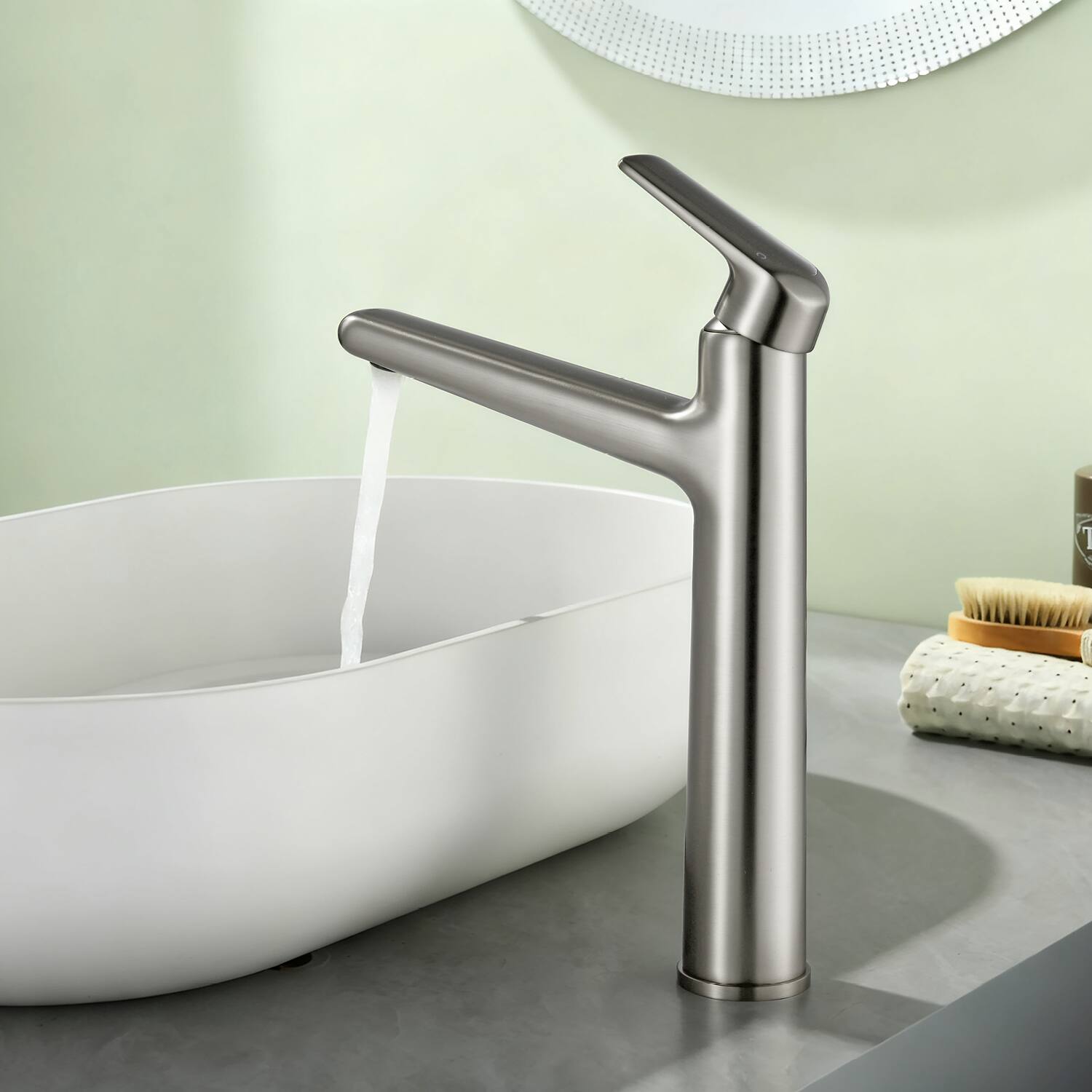 Alt View 2. Boyel Living - Brushed Nickel Single Handle Bathroom Faucet Solid Brass - Brushed Nickel.