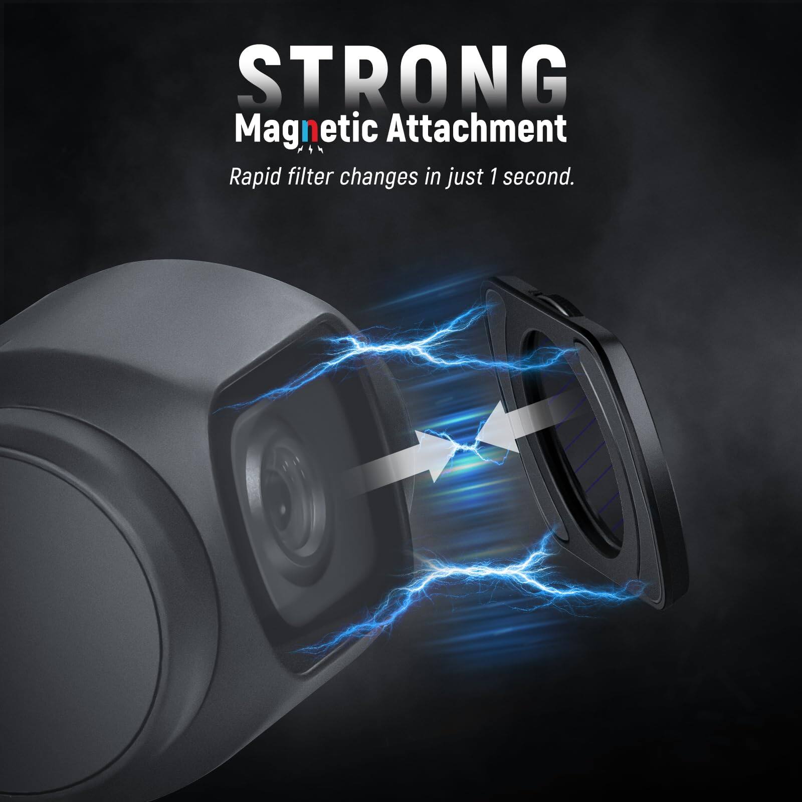 STRONG Magnetic Attachment  
Rapid filter changes in just 1 second.