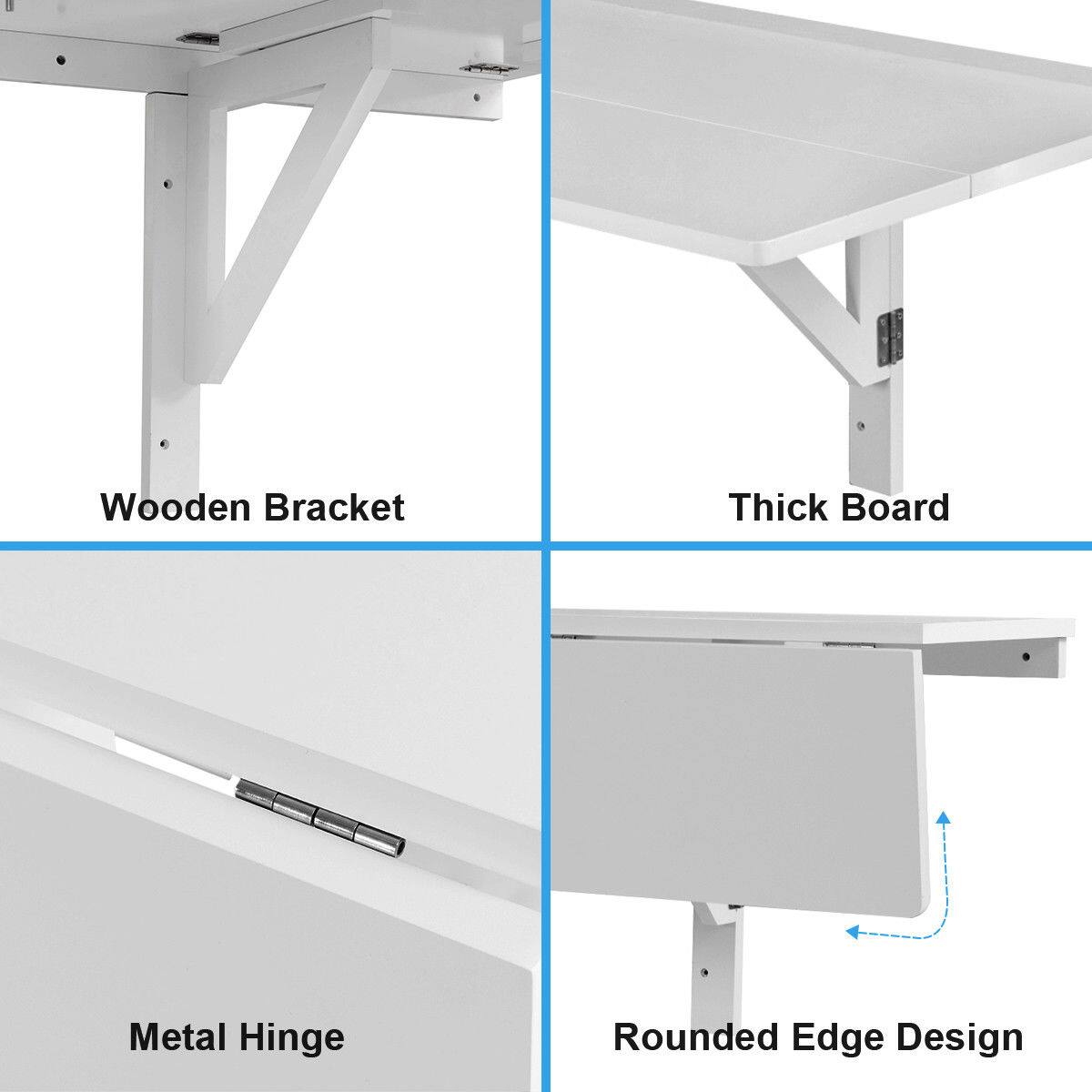Wooden Bracket, Thick Board, Metal Hinge, Rounded Edge Design