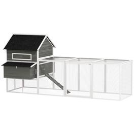Pawhut - Wooden Chicken Coop for 4-6 Chickens, Backyard - Dark Gray