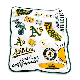 Logo Brands - Oakland Athletics 50'' x 60'' Native Raschel Plush Throw Blanket - Multicolor
