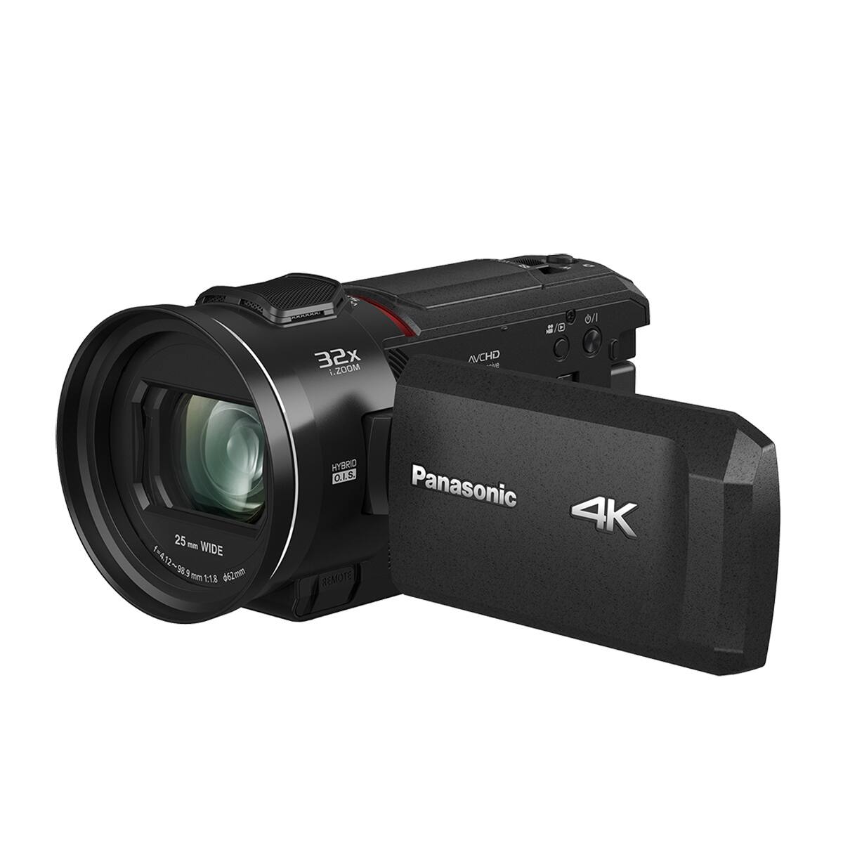 32x i.200M  
AVCHD  
on :  
25 WIDE 4.12~98~98.9 mm 2:18 62mm  
HYBRID O.I.S. Panasonic 4K REMOTE