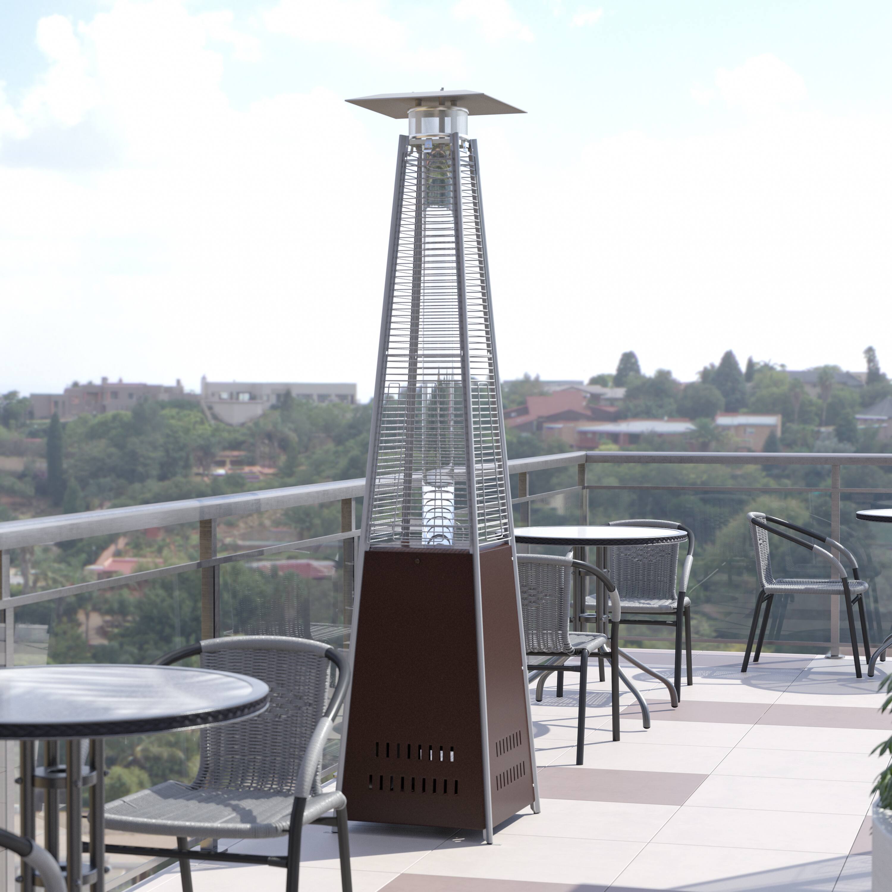 Alt View 3. Emma + Oliver - Outdoor Patio Heater - 7.5 Feet Round Steel Patio Heater - 42,000 BTU's - Bronze.