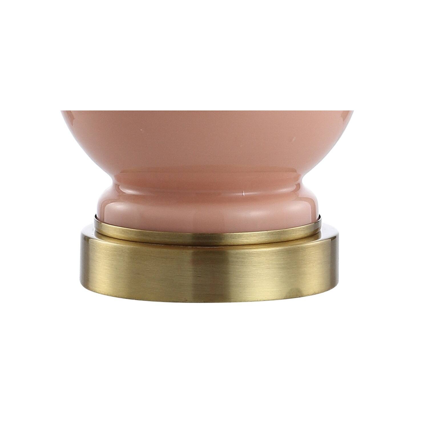 Alt View 4. Jonathan Y - Cox 22" Metal/Glass LED Table Lamp, Light Coral (Set of 2) - Light Coral/Brass Gold.