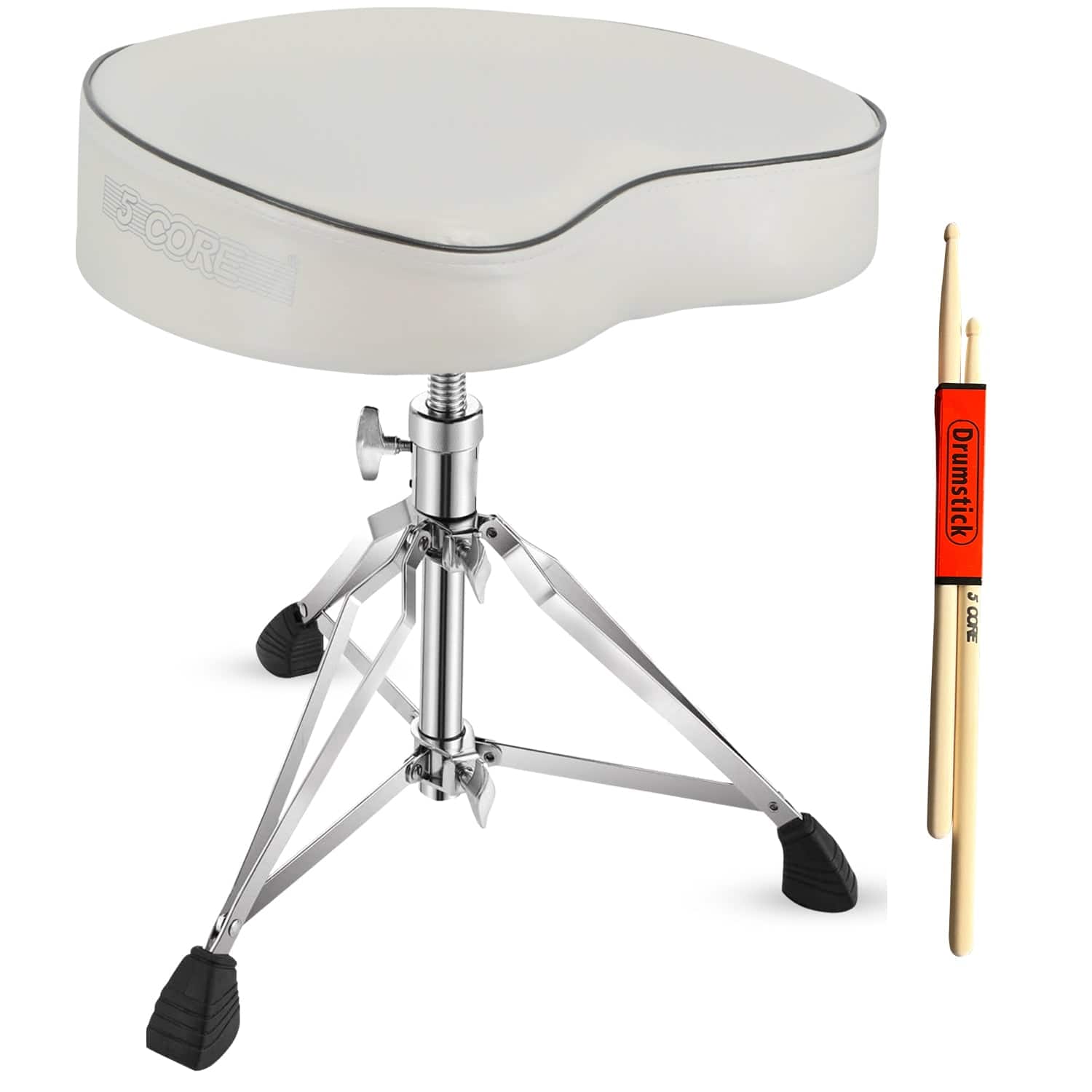 5 CORE - Drum Throne 4" Padded Guitar Stool Drummer Chair Adjustable Musician Seat - White