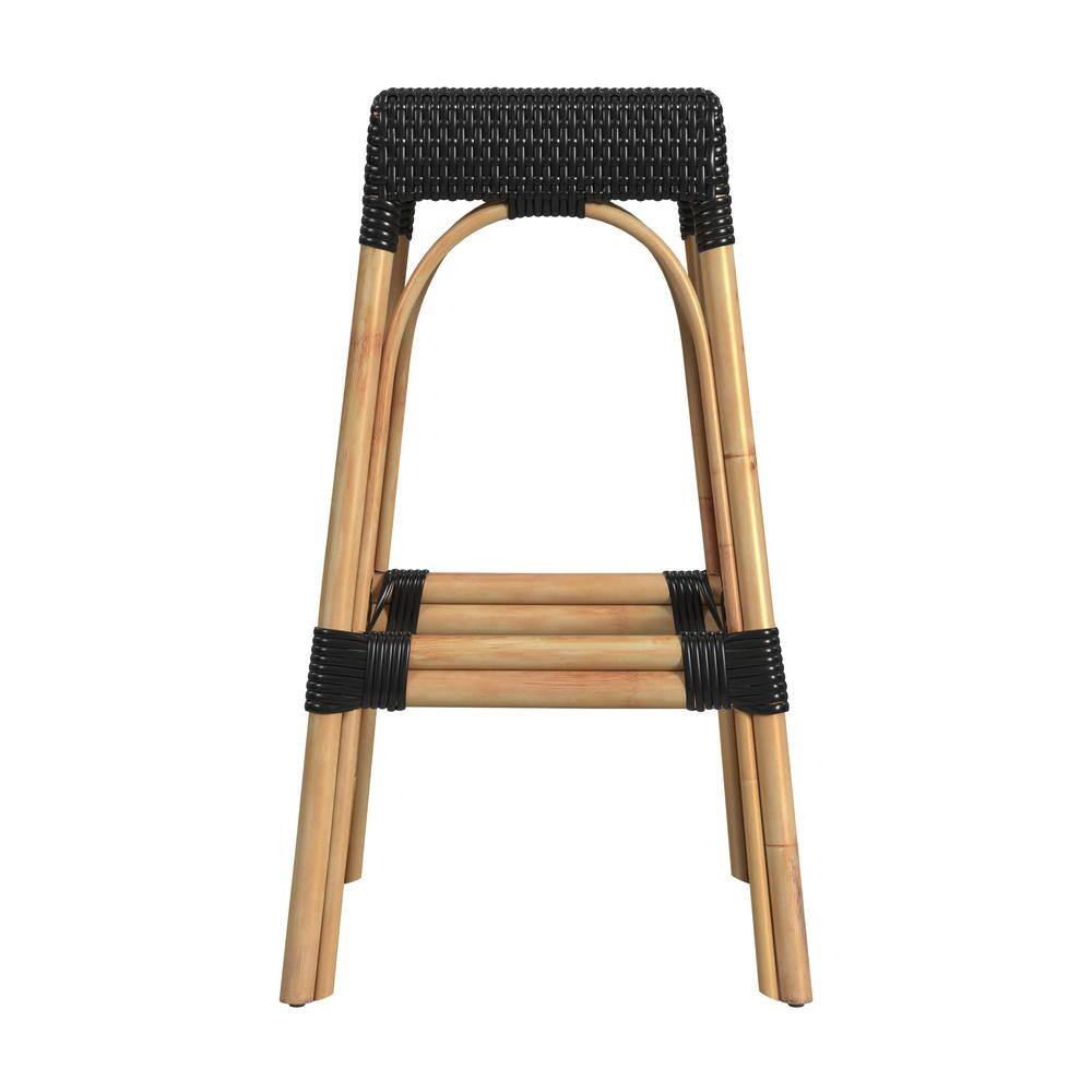 Left. Butler Specialty - Robias Rectangular Rattan 30" Bar Stool - Black.
