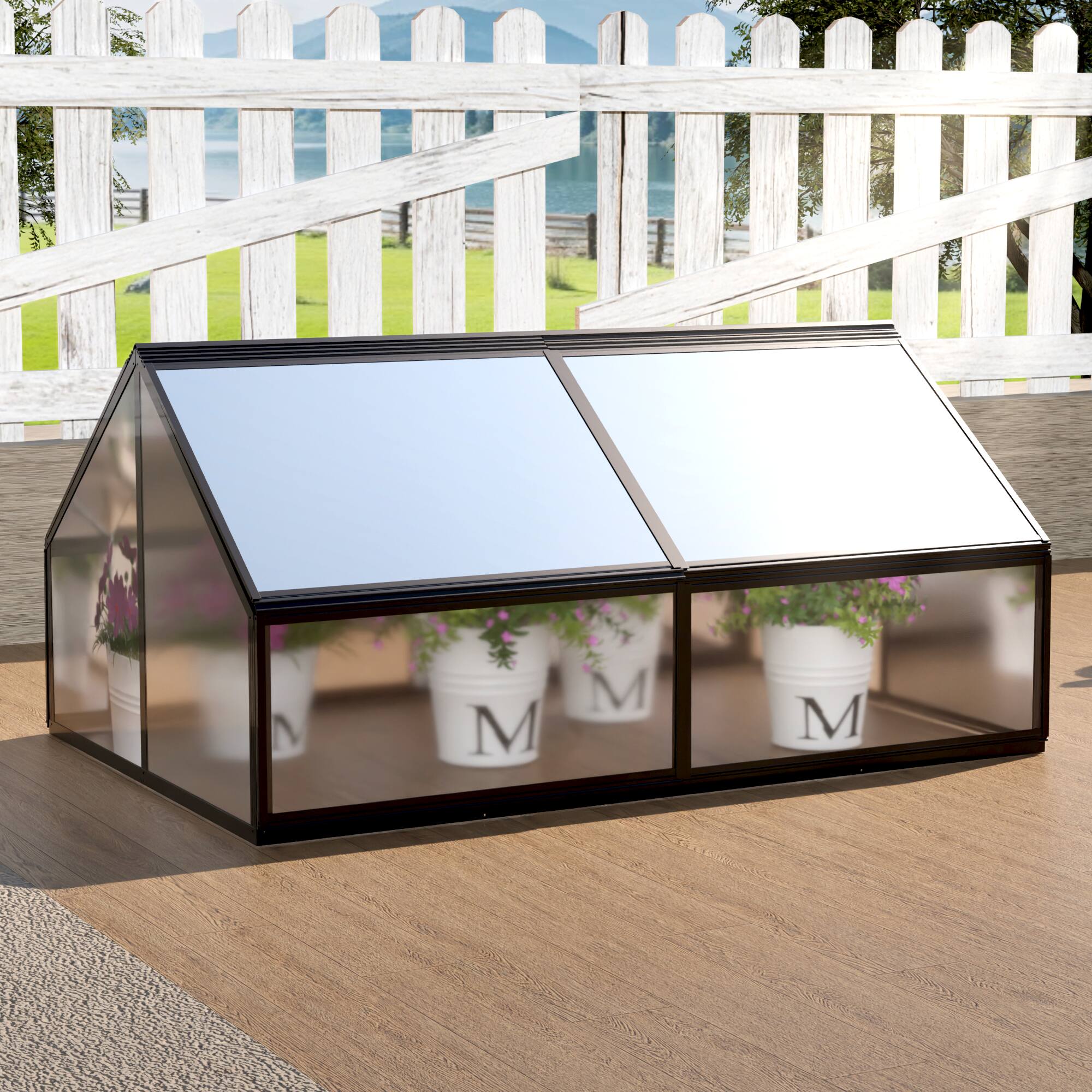 Alt View 3. Loheer - Loheer Large Greenhouse with Raised Garden Bed Heavy Duty Outdoor Vegetable Planter Box with Cover.