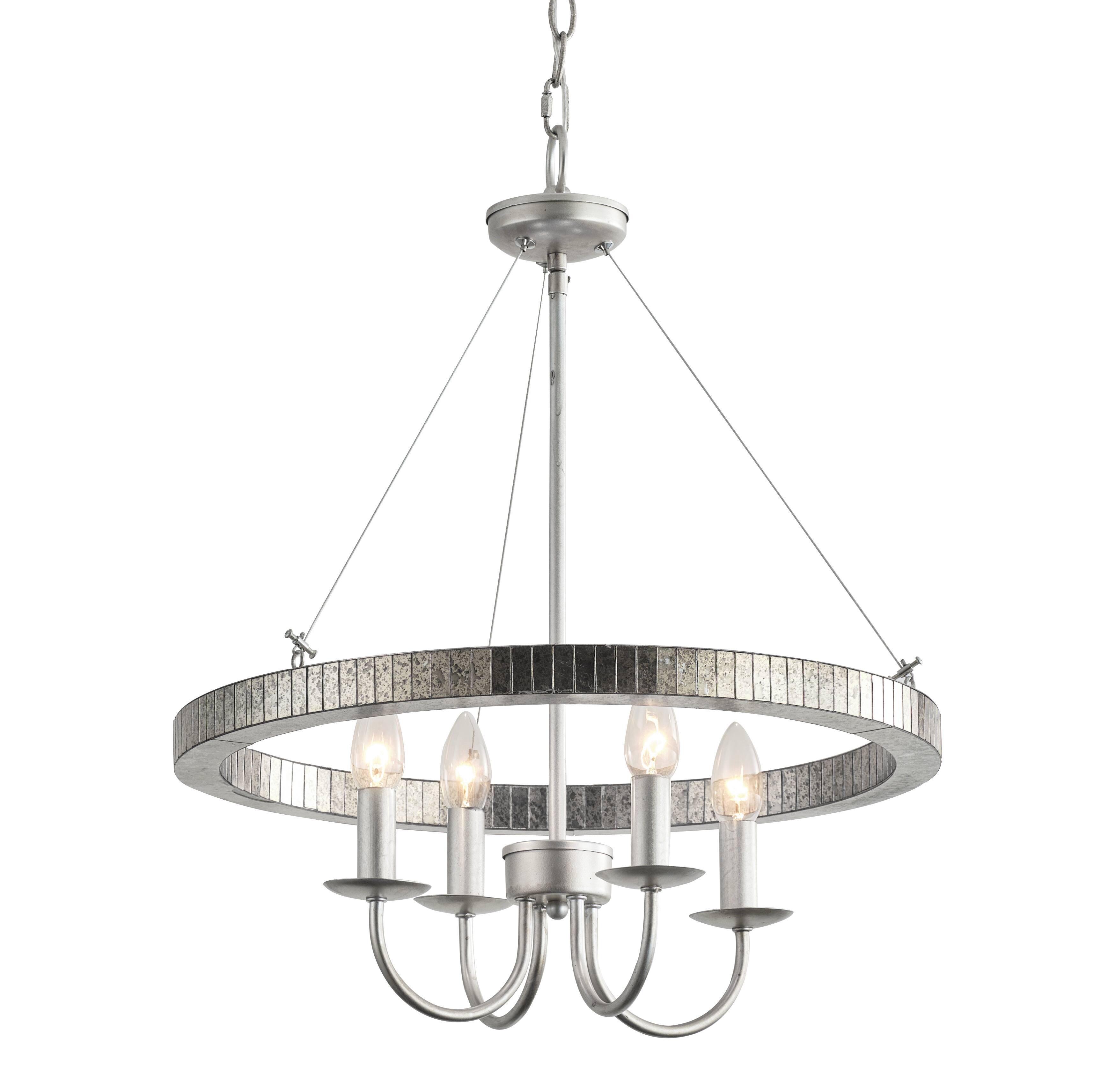 Alt View 2. Parrot Uncle - 19.7 in. 4-Light Brushed Nickel Wagon Wheel Candle Style Chandelier - Brushed Nickel.