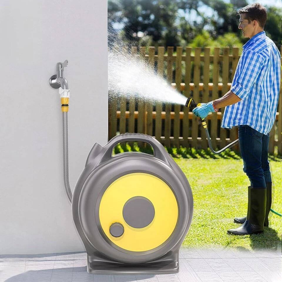 Alt View 4. Home Collection - 20M / 66FT Retractable Garden Hose Reel with Wall Mount & Spray Nozzle.