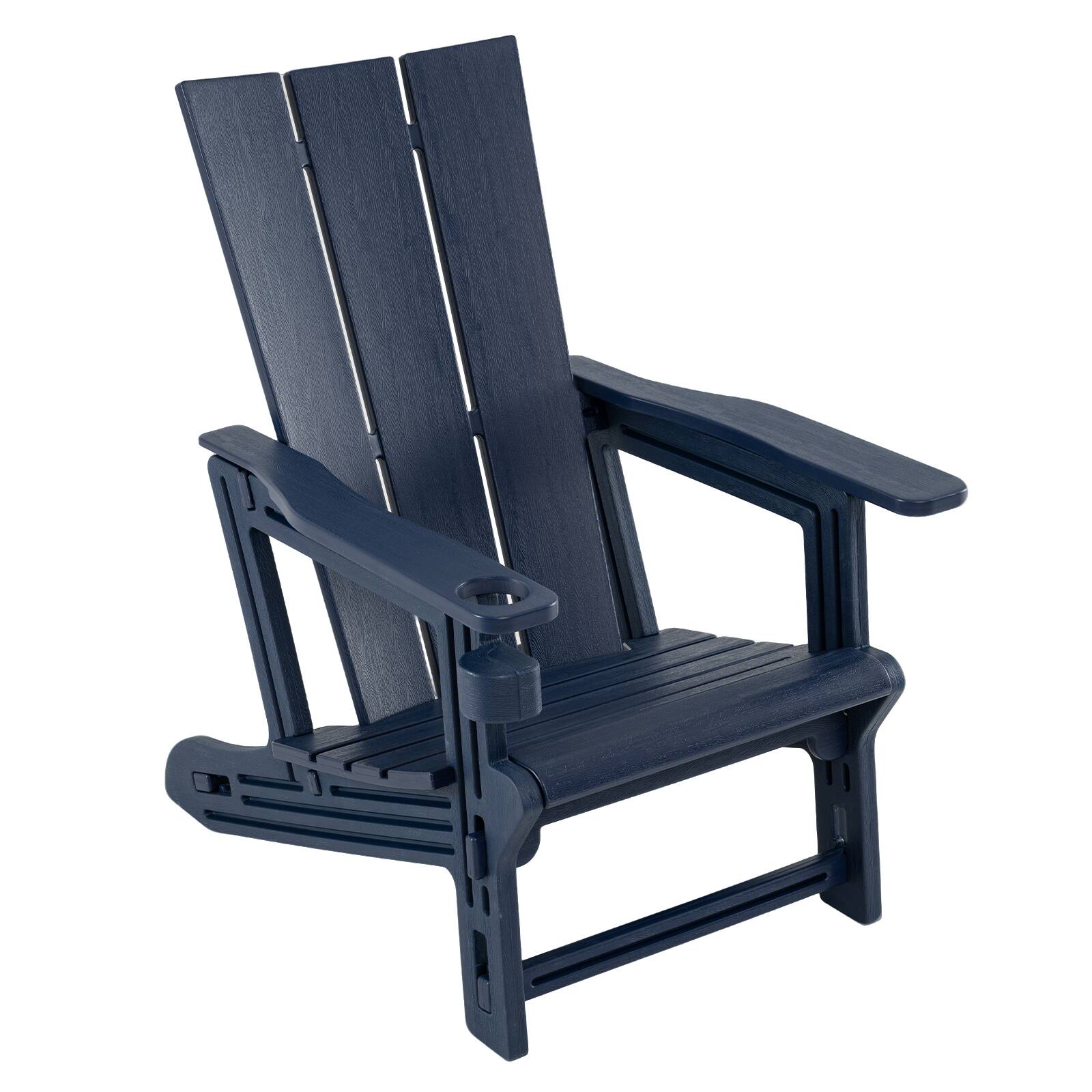 Alt View 9. Gymax - Gymax 2PCS Adirondack Chair w/Cup Holder All-Weather HDPE Plastic Outdoor Patio Chair - Blue.