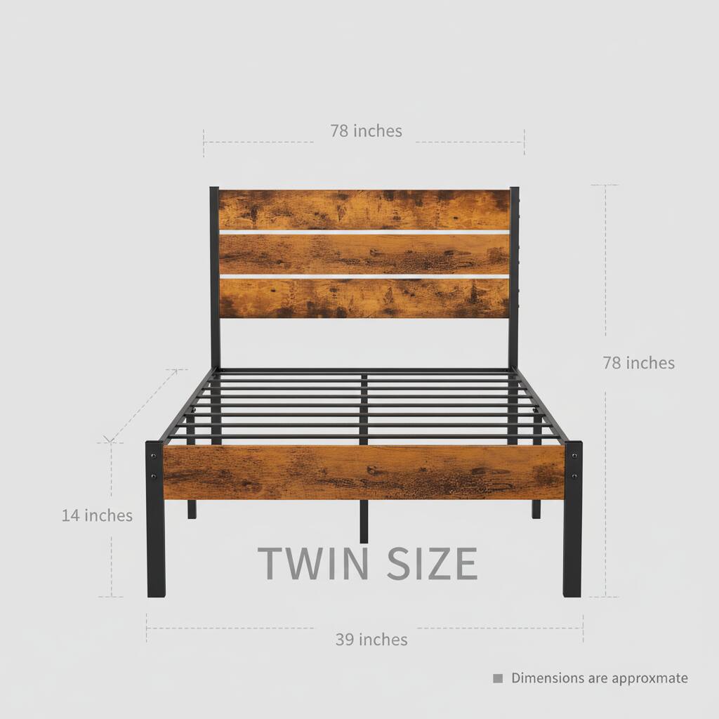 78 inches  
78 inches  
14 inches  
TWIN SIZE  
39 inches  
Dimensions are approximate