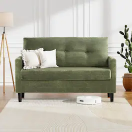 Dyonery - 50'' corduroy sofa, living room, small sofa with deep seat spring pads, solid wood frame, tool-free assembly - Green