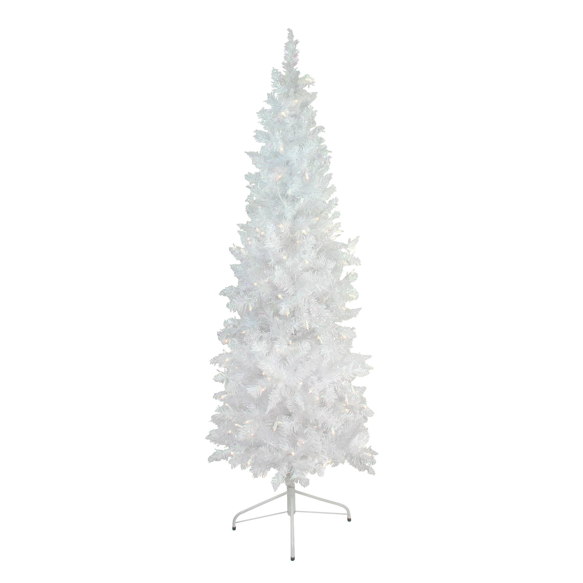 Front. Northlight - 6' Pre-Lit Glimmer Iridescent Spruce Artificial Christmas Tree - Clear AlwaysLit Lights - White.