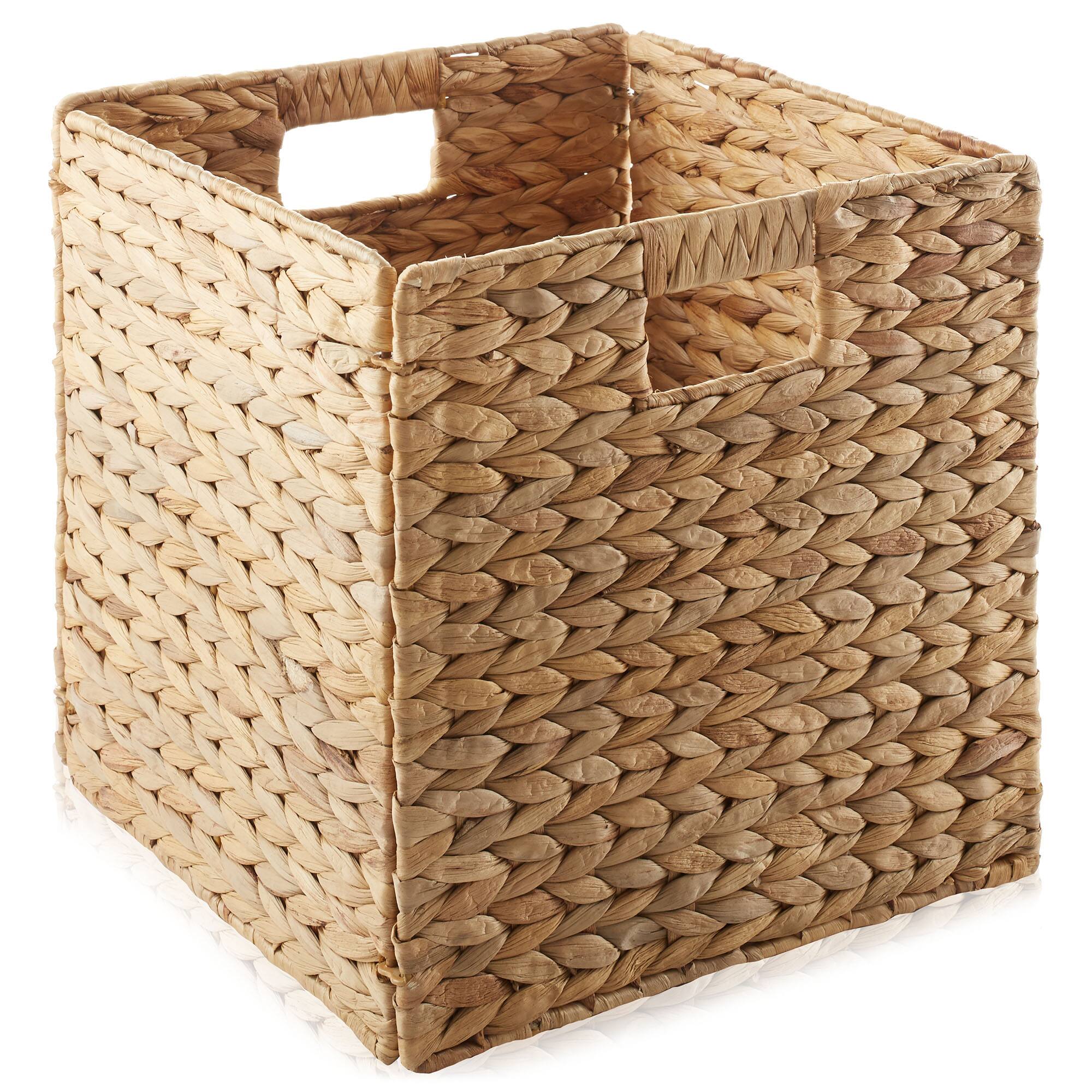 Alt View 2. Casafield - 12 x 12-in Water Hyacinth Storage Baskets - 6 Pack - Natural.