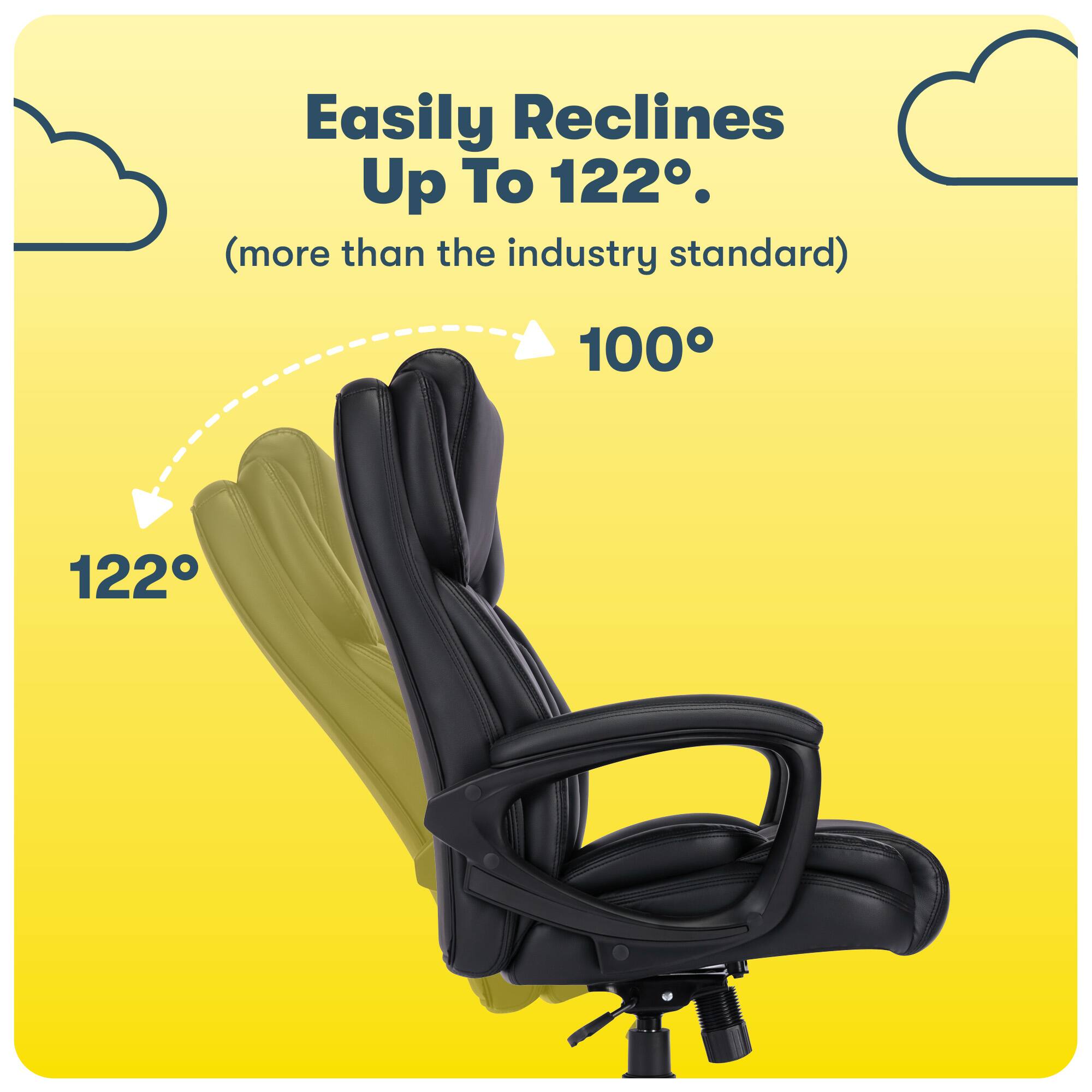 Alt View 12. Serta - Ergonomic Executive Office Chair with Lumbar Support Cushioned Headrest Padded Arms Reclining Swivel Leather Garret - Space Black.