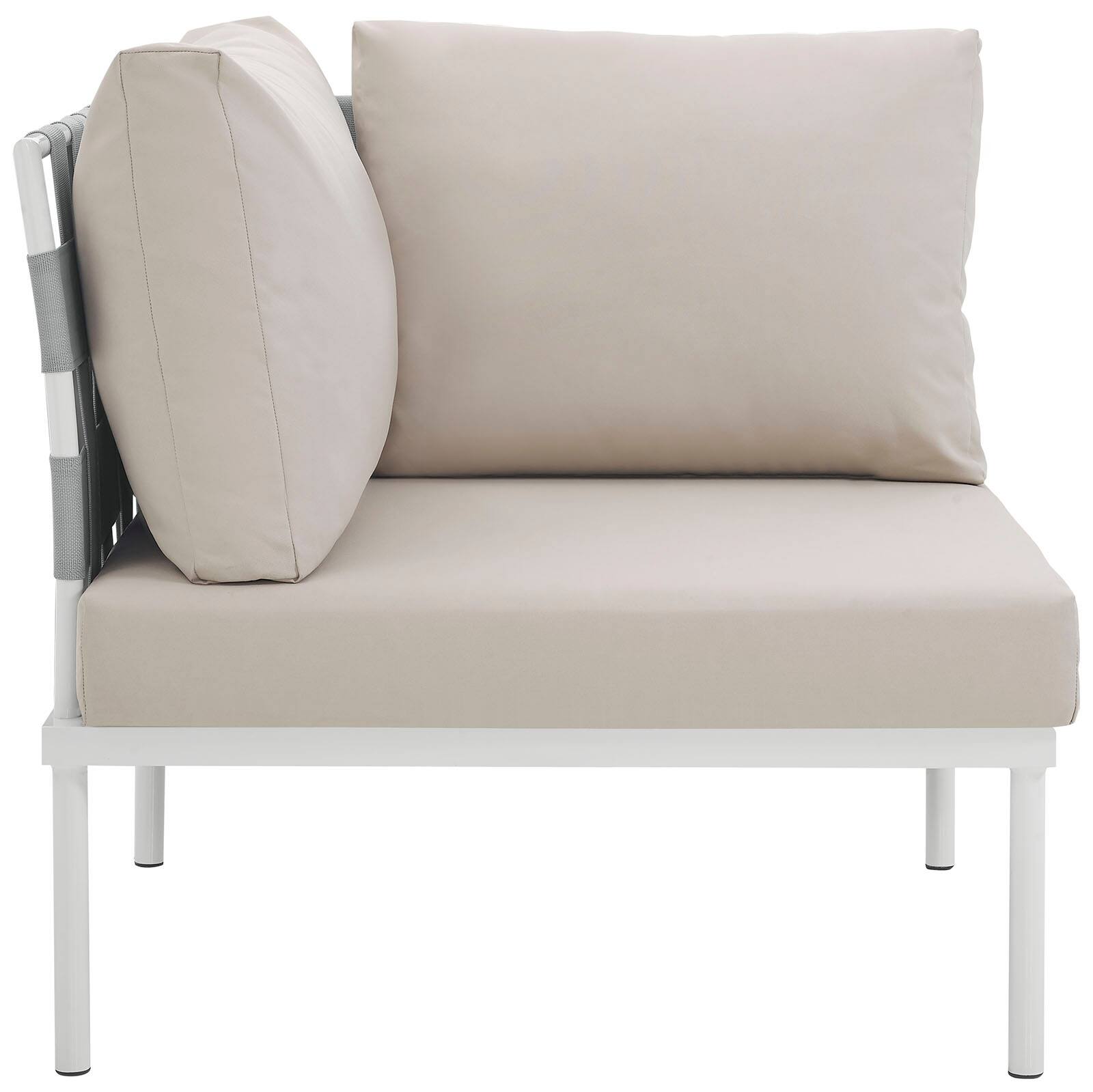Alt View 1. Modway - Harmony Outdoor Patio Aluminum Corner Sofa by Modway - White Beige.