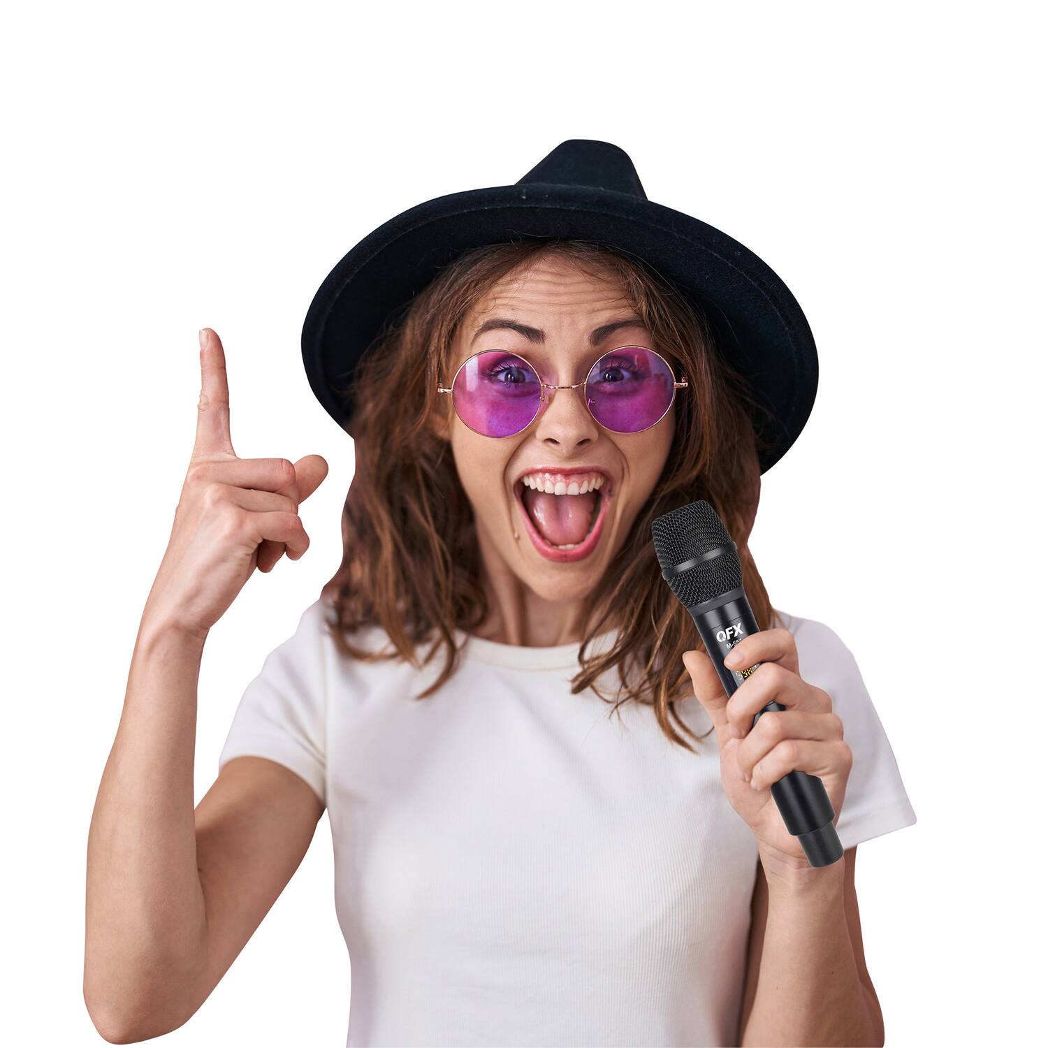 Left. QFX - Qfx M-551 M-551 16-channel Uhf Multi-frequency Microphone System With Handheld Microphone And Plug-in Receiver - black.