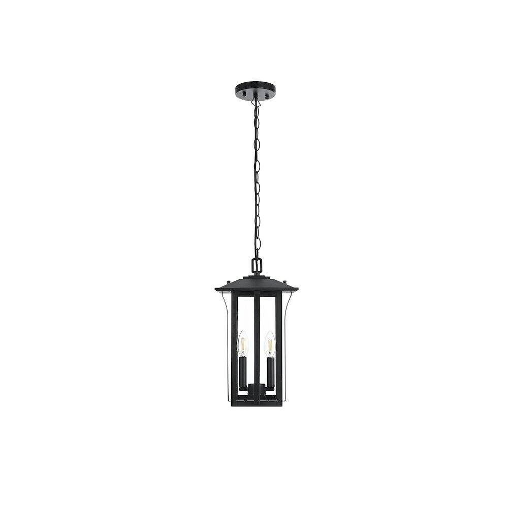 Back. Elegant Lighting - Thayer 7 inch Outdoor Pendant in Black - Black.