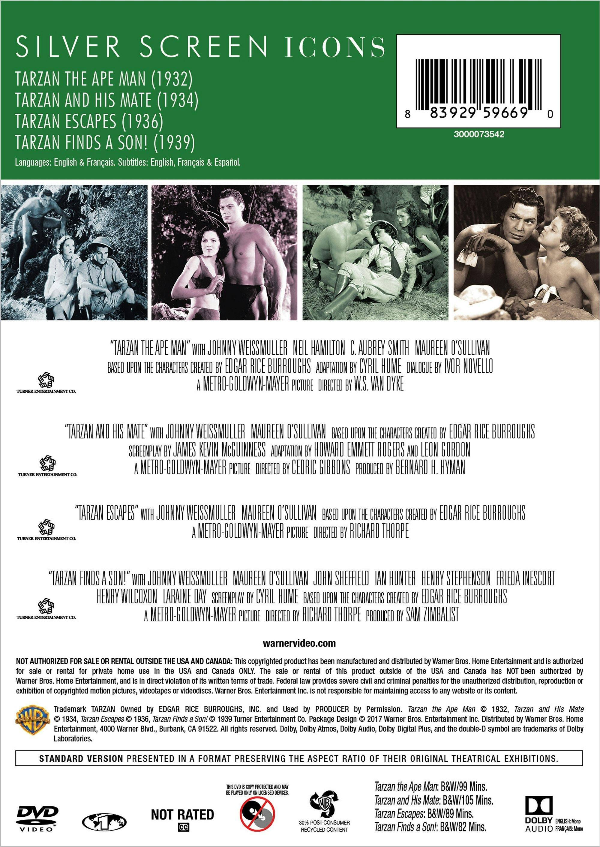 Angle. Silver Screen Icons - Johnny Weissmuller As Tarzan (DVD New Box Art) [DVD].